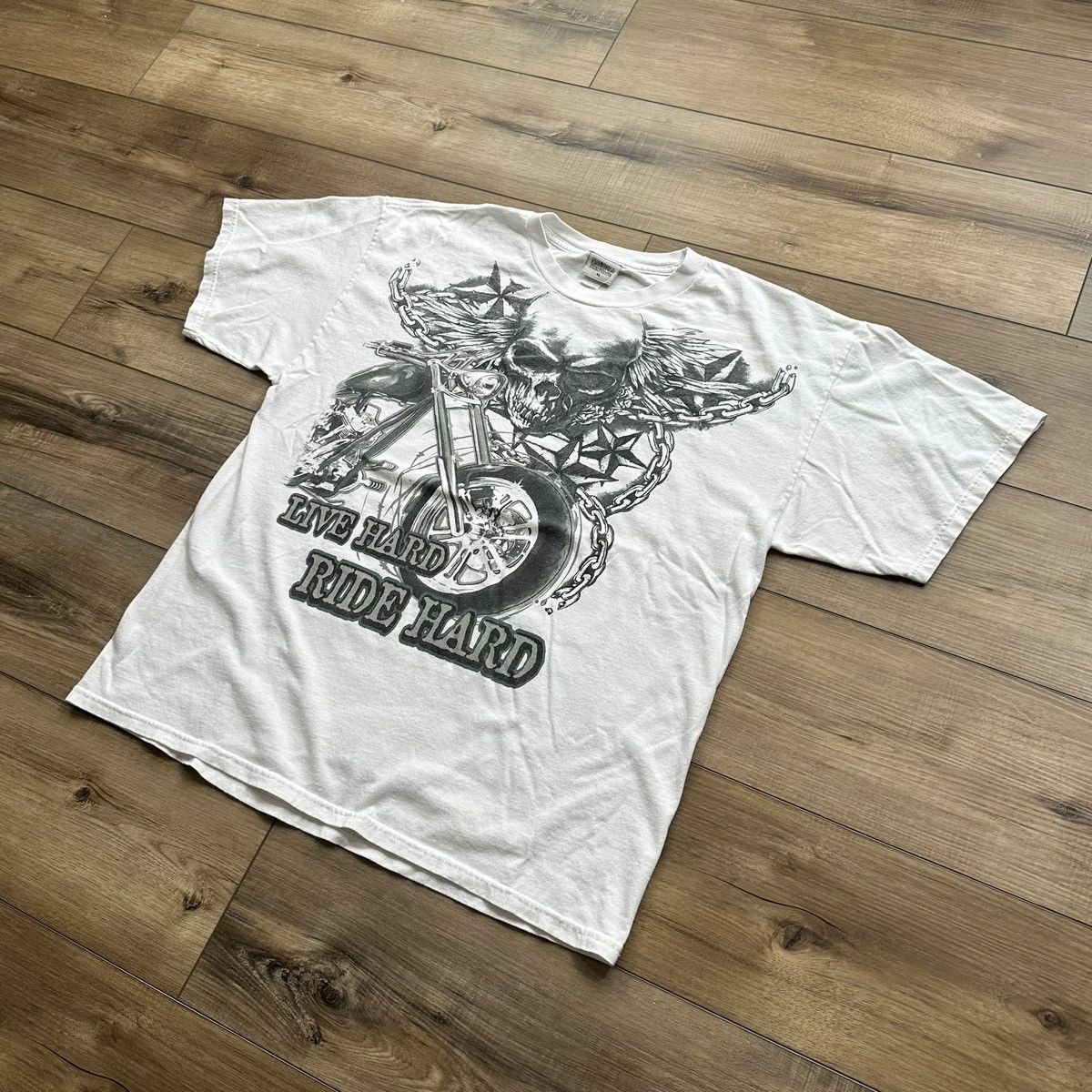Other Vintage 2000s Y2K Live Hard Ride Hard Biker Graphic Tee Size US XL / EU 56 / 4 - 3 Thumbnail
