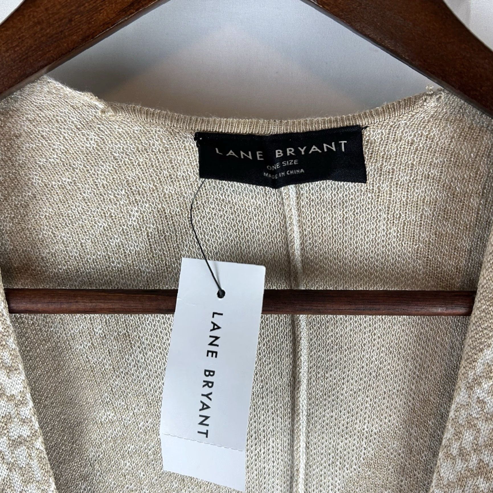 Vintage VINTAGE? NWT Lane Bryant Womens Sz OS Beige Checkered Poncho Shaw Cardigan Loungewear 0 Size ONE SIZE - 3 Thumbnail