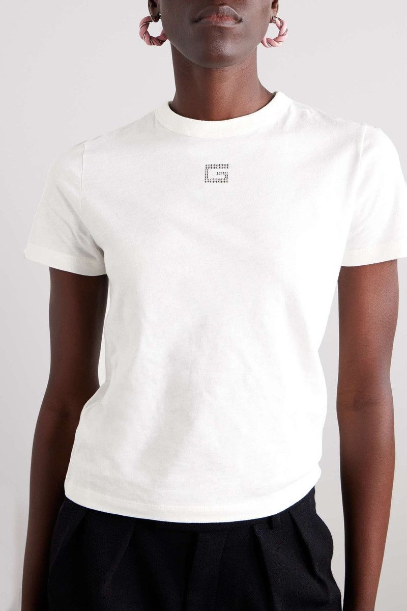 Gucci o1la5ras0526 Cotton Jersey T-Shirt With Crystal G in White Size XXS / US 00 / IT 34 - 3 Thumbnail