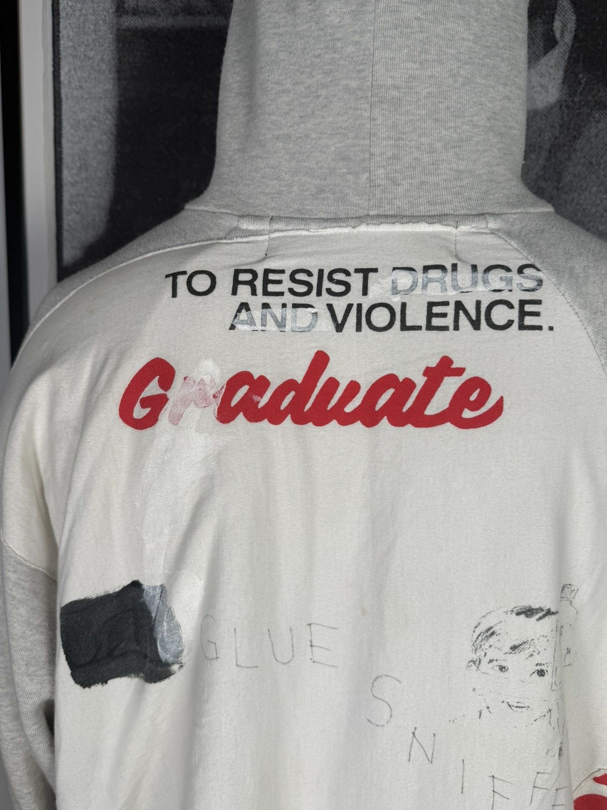 Enfants Riches Deprimes 🚭1 of 1 ULTIMATE GRAIL🚭HAND DRAWN “GLUE SNIFFER” DARE HOODIE Size US XL / EU 56 / 4 - 7 Thumbnail
