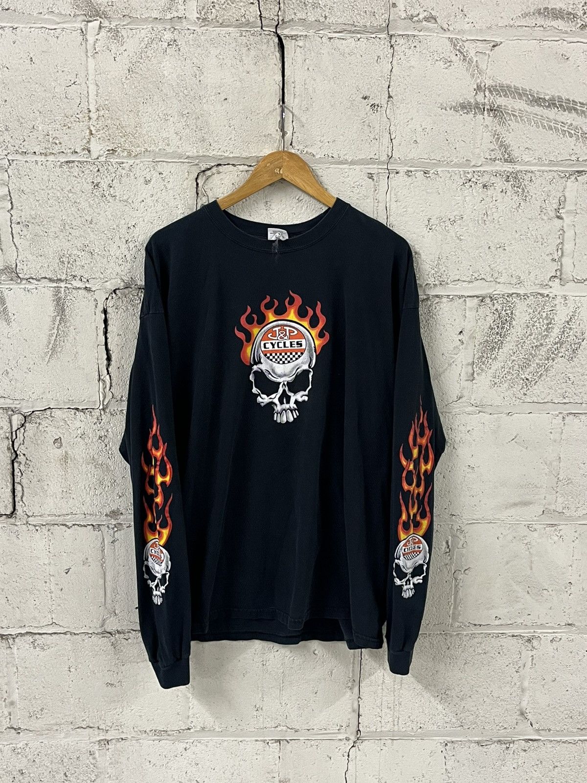 Harley Davidson Vintage flame longsleeve harley style rare grunge skater Size US XXL / EU 58 / 5 - 3 Thumbnail