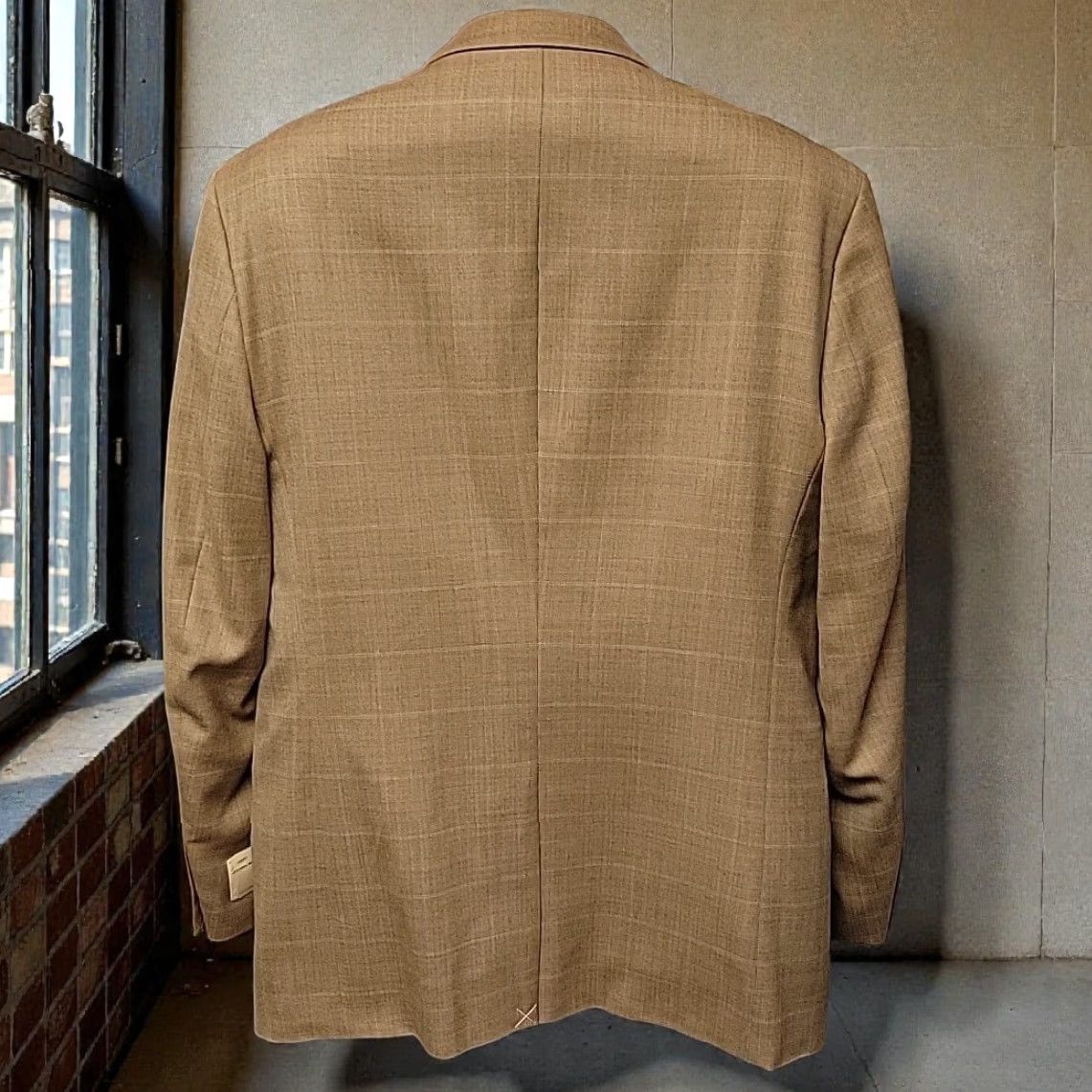 Vintage VTG Warren Sewell Blazer Mens 42L Beige Brown 100% Wool Plaid Regent Suit Coat Jacket Two-Button Notch Lapel Single-Vented Dry Clean Only Mens Size 42R - 2 Thumbnail