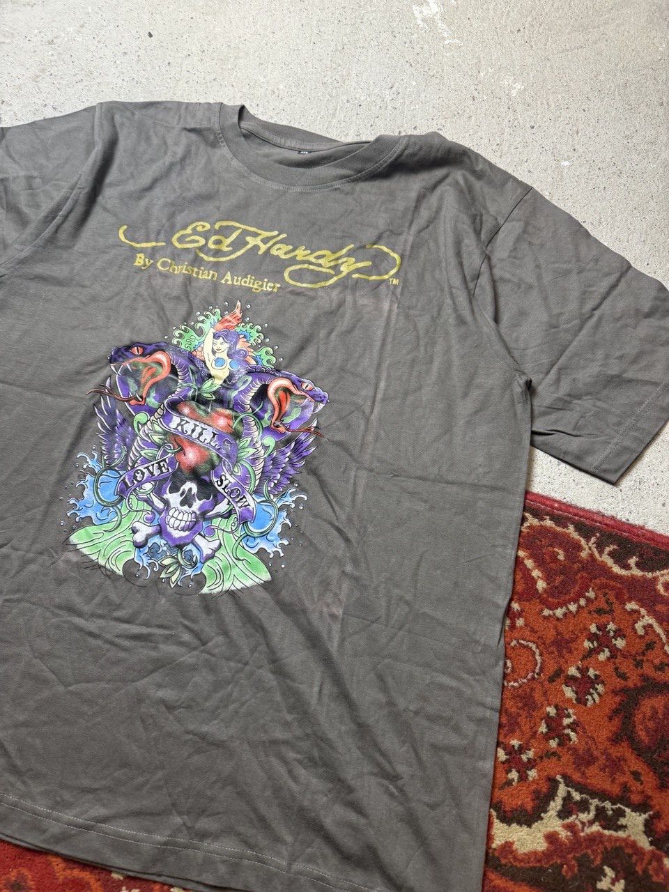 Japanese Brand × Vintage Vintage Y2K Ed Hardy Style Love Kills Skull Girl Logo T shir Size US XL / EU 56 / 4 - 2 Thumbnail