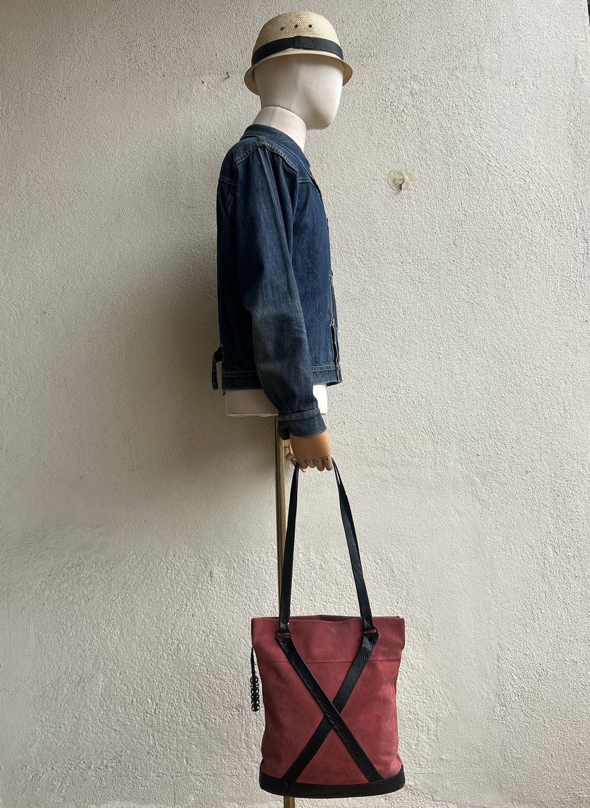 Leather Vintage Diesel Muddy Patina Suede Leather Mini Tote Bag Size ONE SIZE - 3 Thumbnail