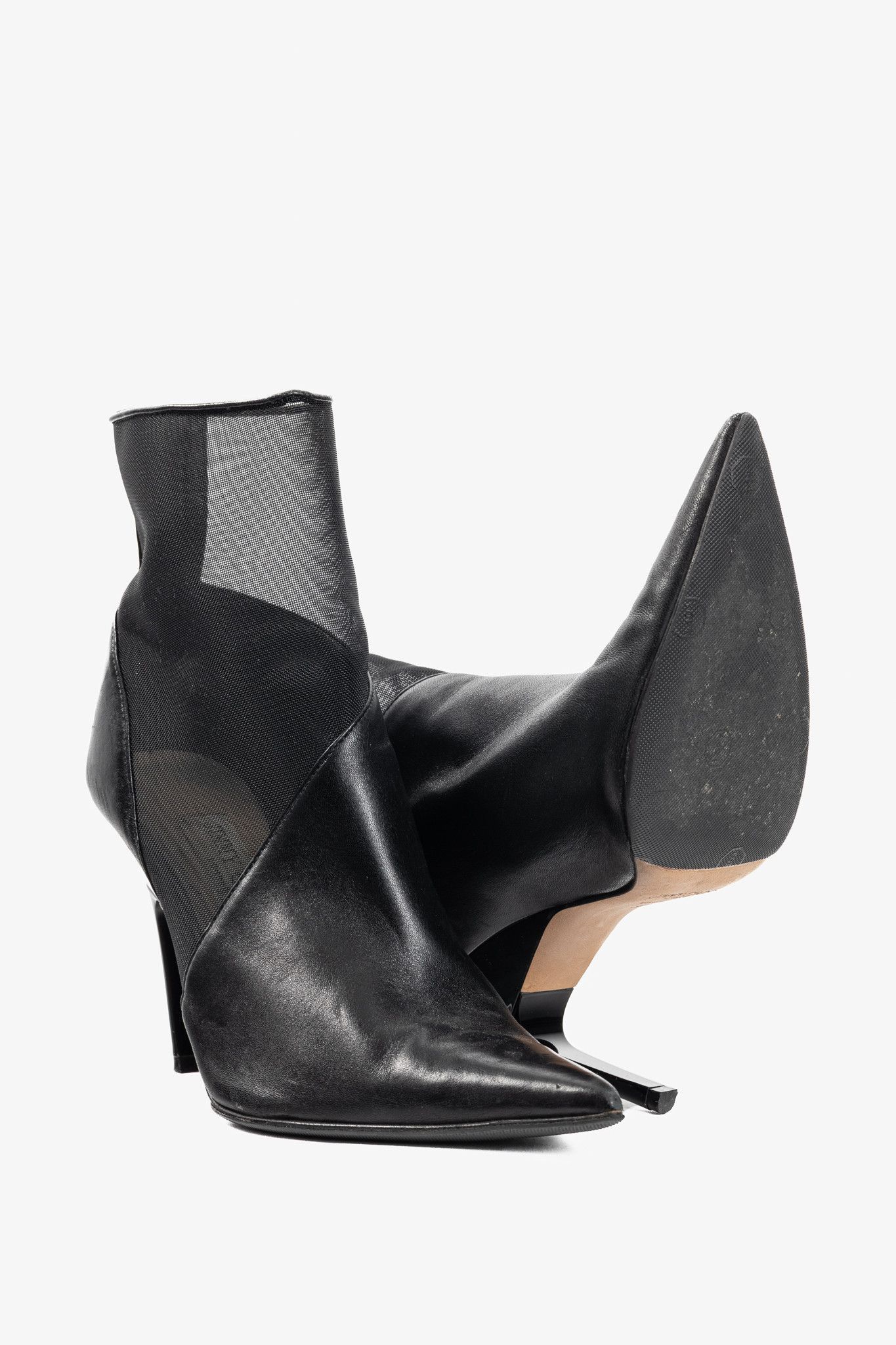 Jimmy Choo Jimmy Choo Sioux 100 Black Nappa & Mesh Ankle Boots Size US 7.5 / IT 37.5 - 4 Thumbnail