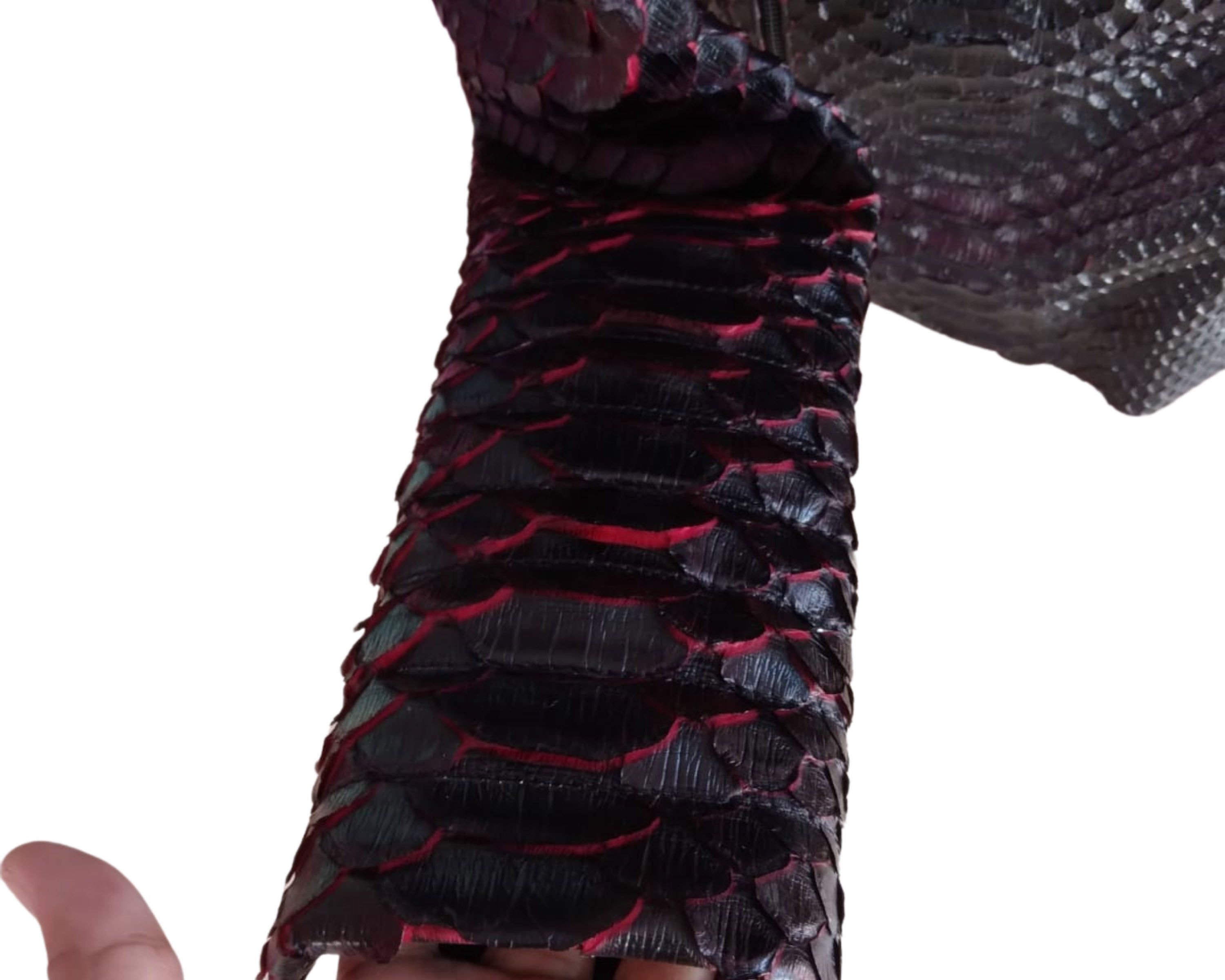 Handmade Snakeskin Motorcycle Leather Jacket with Red Gradation Size US XL / EU 56 / 4 - 6 Thumbnail