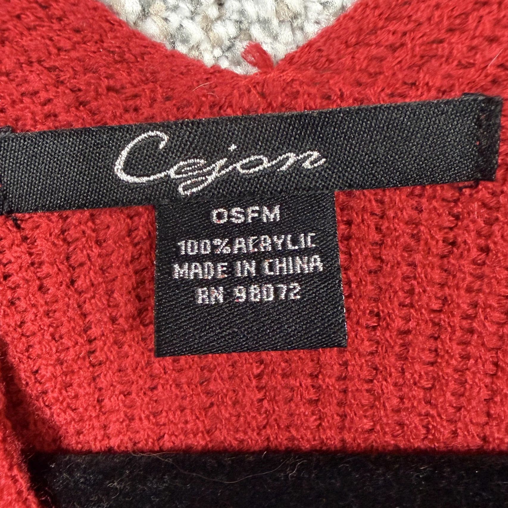 Vintage Cejon Cape Sweater One Size Red Open Front VNeck Fringe Boho Cozy Cape Knit Kimono Sleeve Bohemian Women's Sweater Casual Fall Winter OSFM Size ONE SIZE - 4 Thumbnail