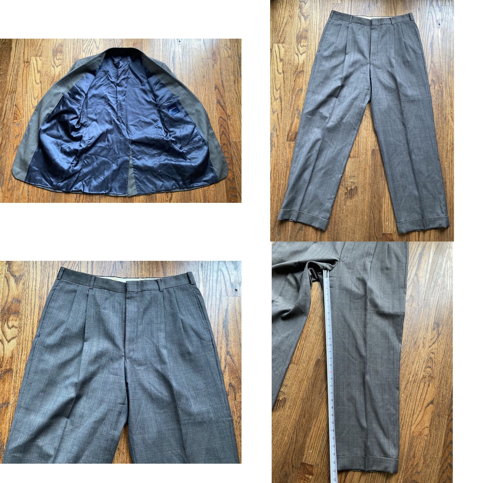 Brooks Brothers Brooks Brothers Suit Mens Size 43 Jacket 34x29 Pants Brown Plaid Wool 2 Pc Size 46R - 9 Thumbnail