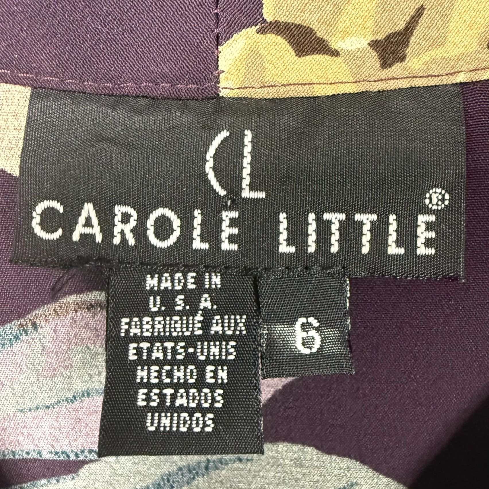 Vintage VINTAGE Carole Little Blazer 6 Purple Floral - Women's Regular Long Sleeve Notch Lapel Tailored Peplum Office Business Blazer Jacket Size M / US 6-8 / IT 42-44 - 5 Thumbnail