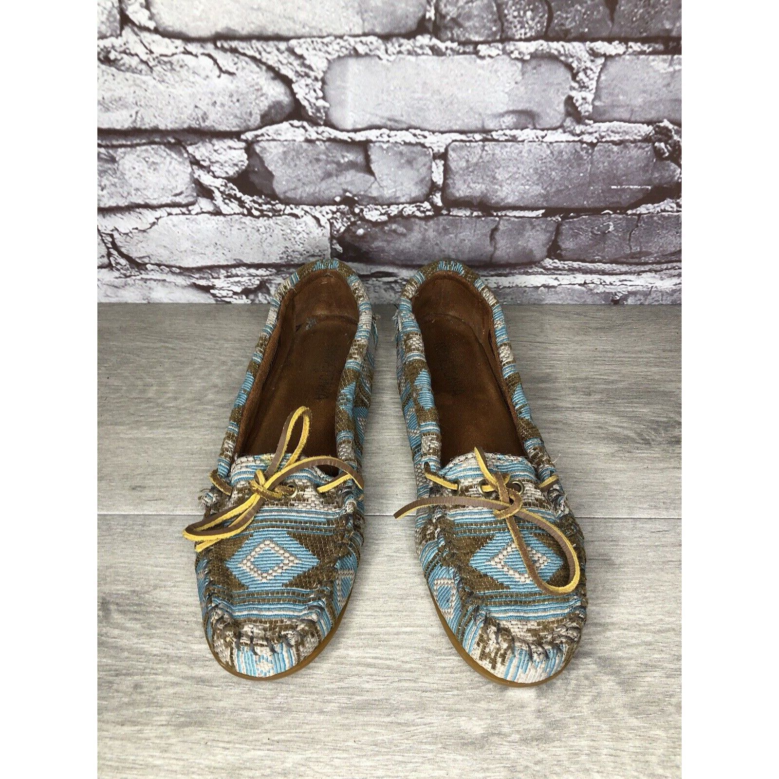 Minnetonka Minnetonka Blue Aztec Southwest Lace Bow Moccasins Shoes Wom Size US 9 / IT 39 - 18 Thumbnail