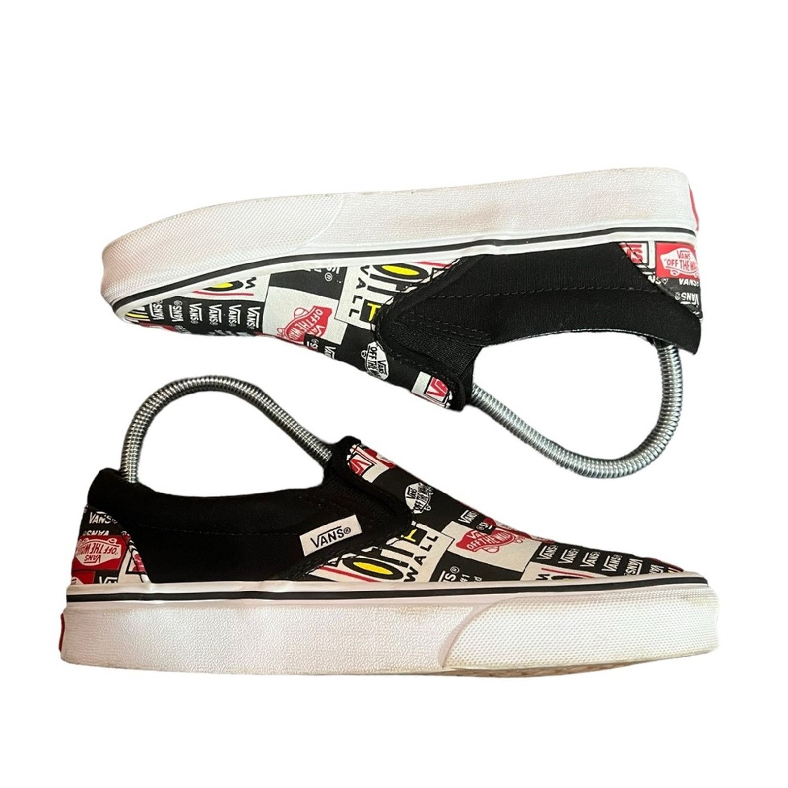 Vans Vans Classic Slip-On Sneakers Black True White Logo Print Size US 6.5 / IT 36.5 - 2 Thumbnail