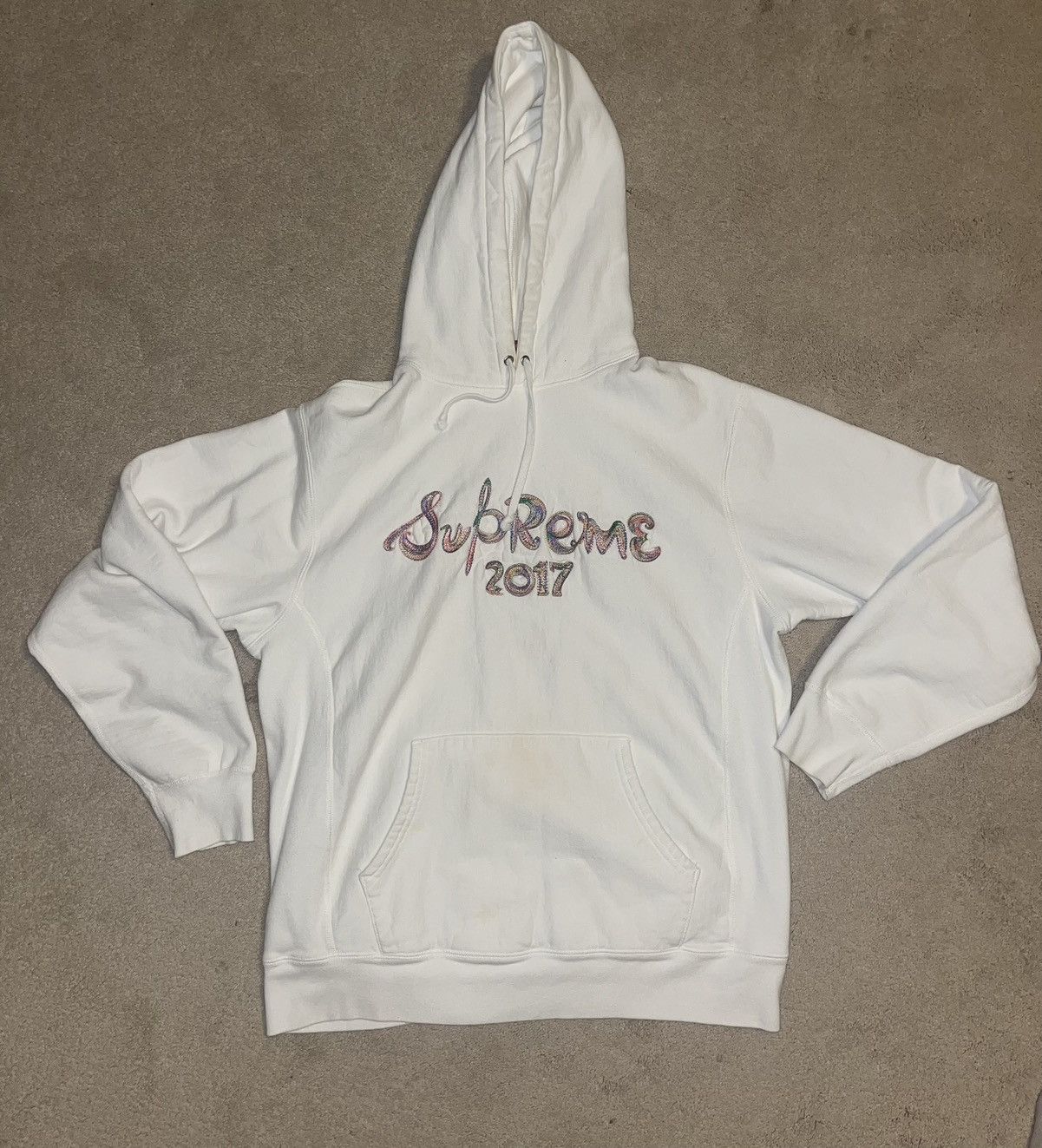 image of Supreme Brush Logo Hoodie in White, Men's (Size XL)