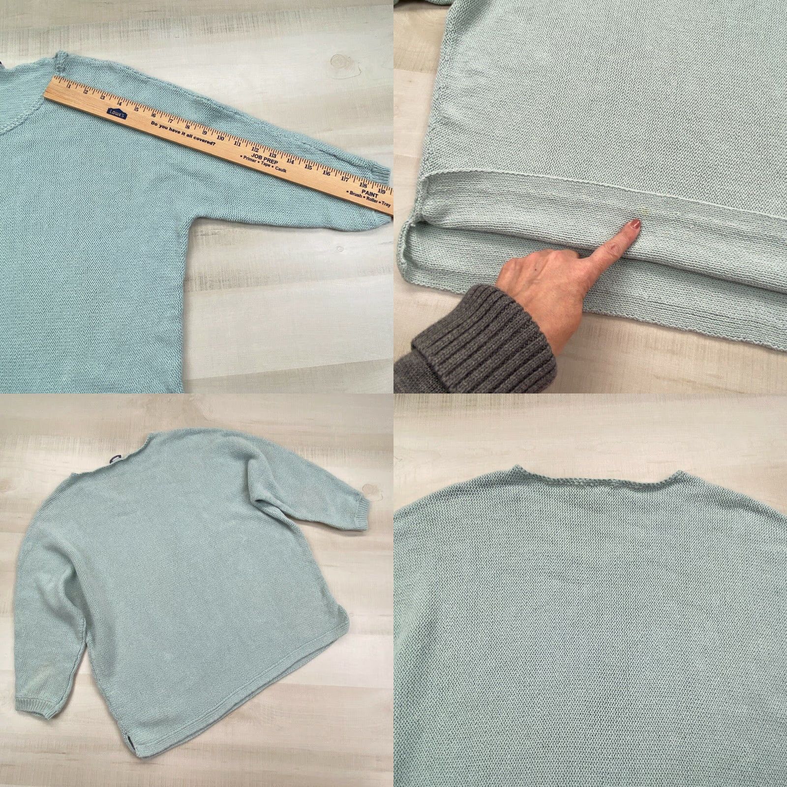 J. Jill J Jill Womens Green Linen Cotton Sweater Small Oversized Boxy V Neck Long Sleeves Size S / US 4 / IT 40 - 8 Thumbnail