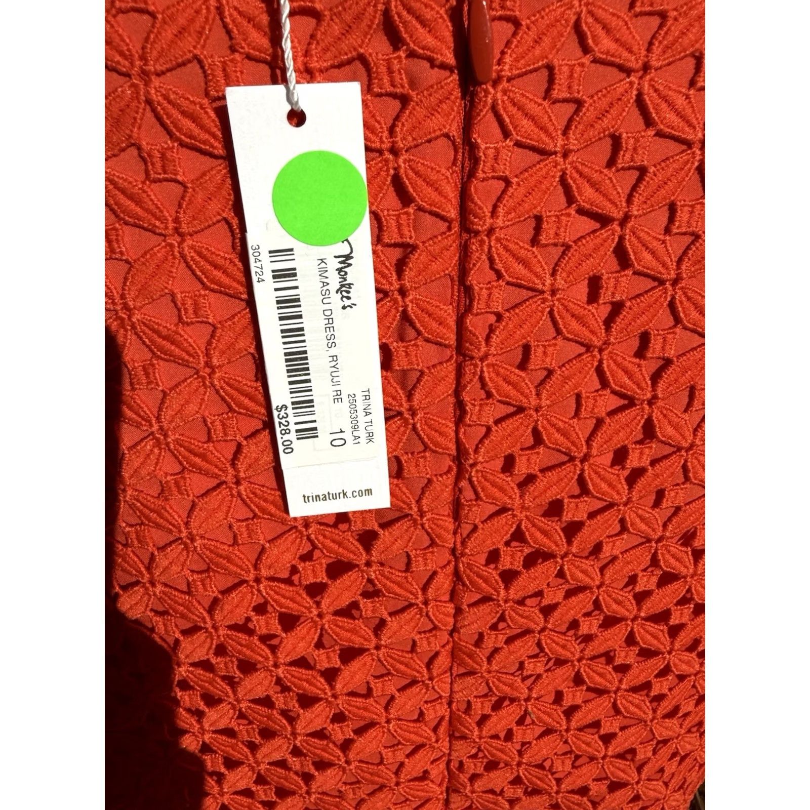 Trina Turk Trina Turk Dress Mini Lace Short-Sleeve Orange 10 Women Size L / US 10 / IT 46 - 5 Thumbnail