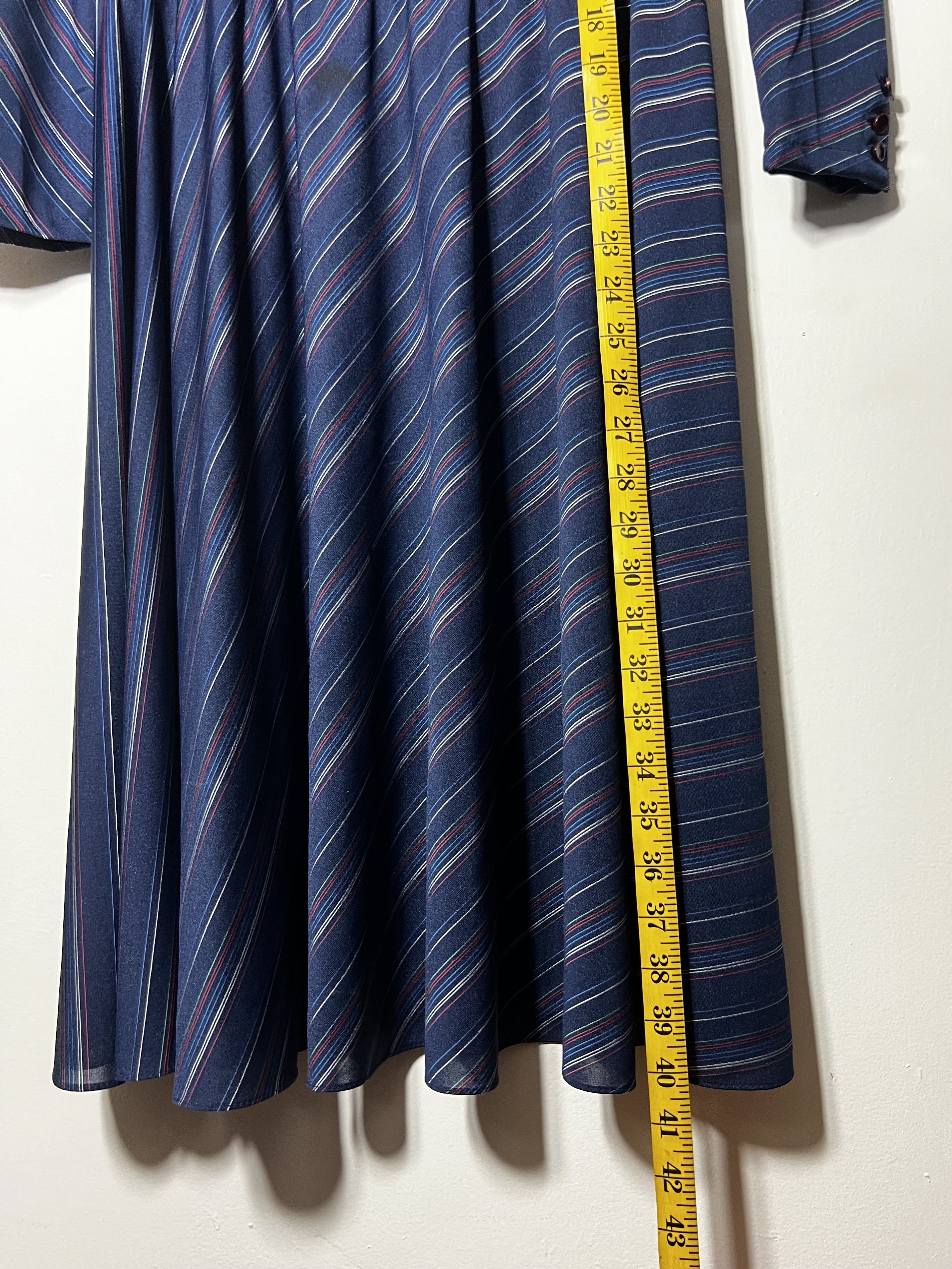 Other × Vintage Vintage 70's-80's S.L. Petites Blue Stripe Long Sleeve Dress Size M / US 6-8 / IT 42-44 - 9 Thumbnail