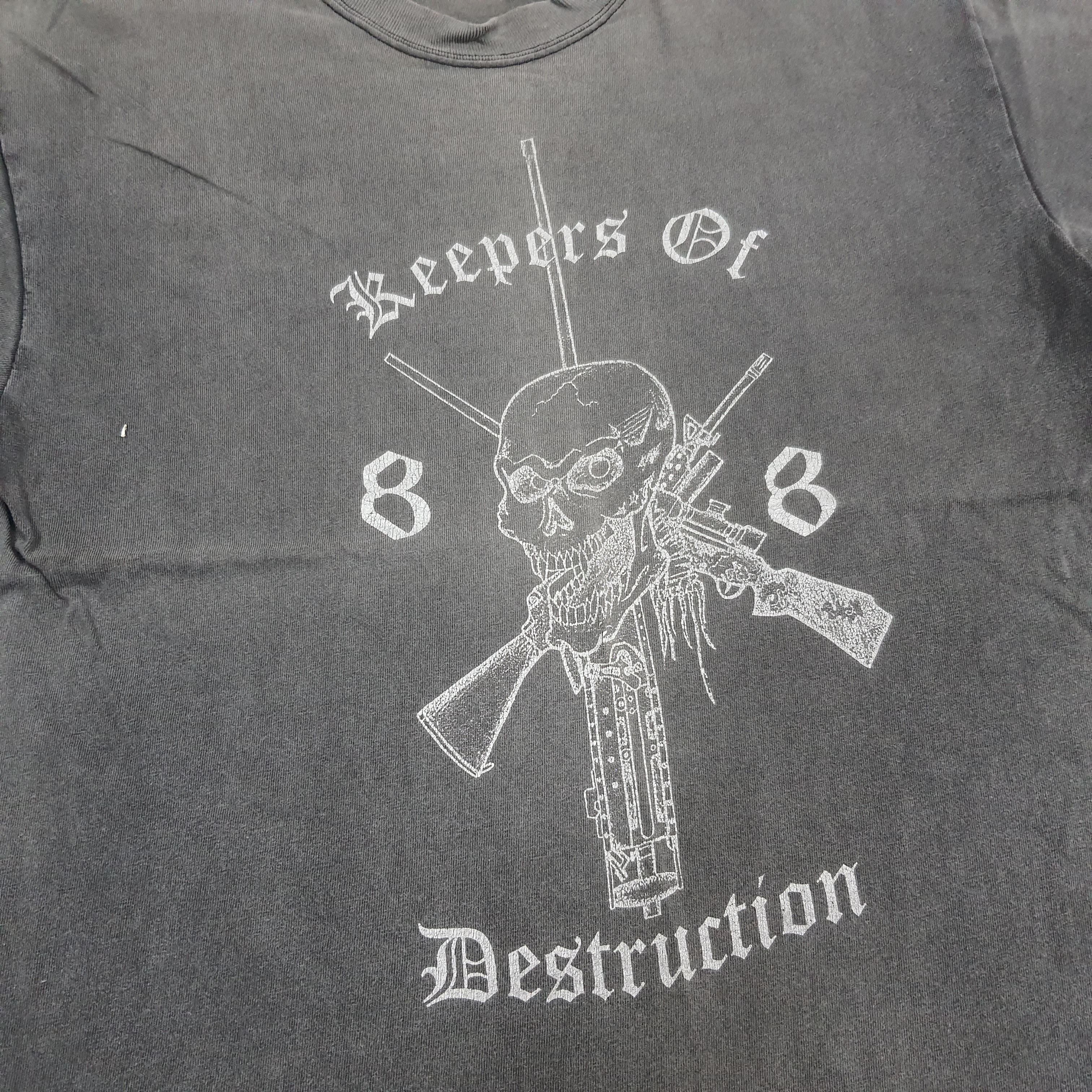 Vintage Vintage 88tees Keepers of Destruction Skull Gun Tshirt Size US M / EU 48-50 / 2 - 2 Thumbnail