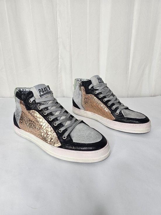P448 P448 Love Mid-Top Sneaker Metallic Rose Gold Silver Glitter Size US 11 / IT 41 - 2 Thumbnail