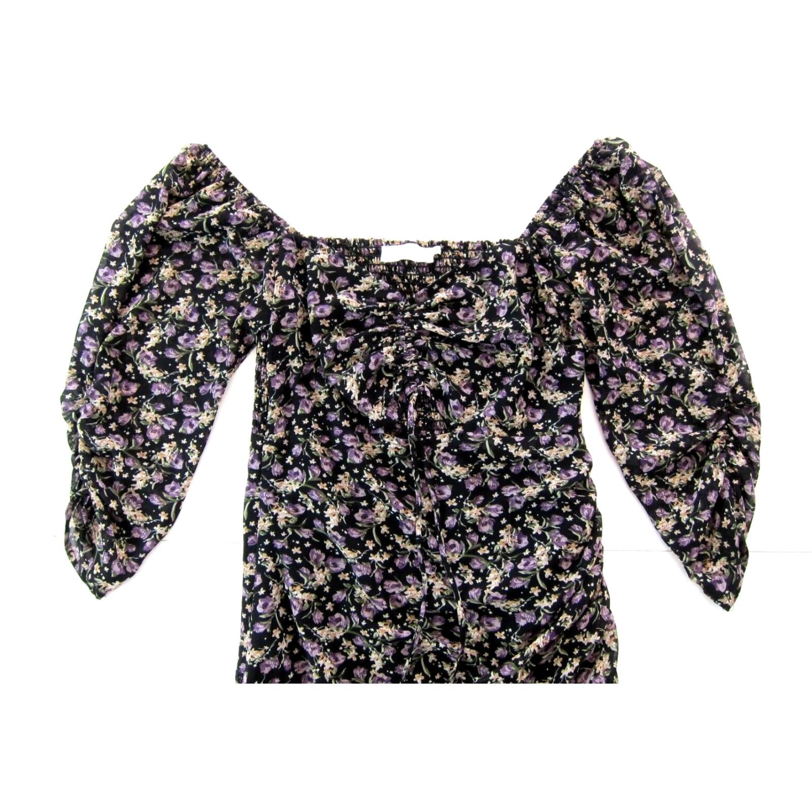 ASTR The Label ASTR The Label Dress Off Shoulder Floral Stretch Ruched Purple Black Green M Size M / US 6-8 / IT 42-44 - 4 Thumbnail