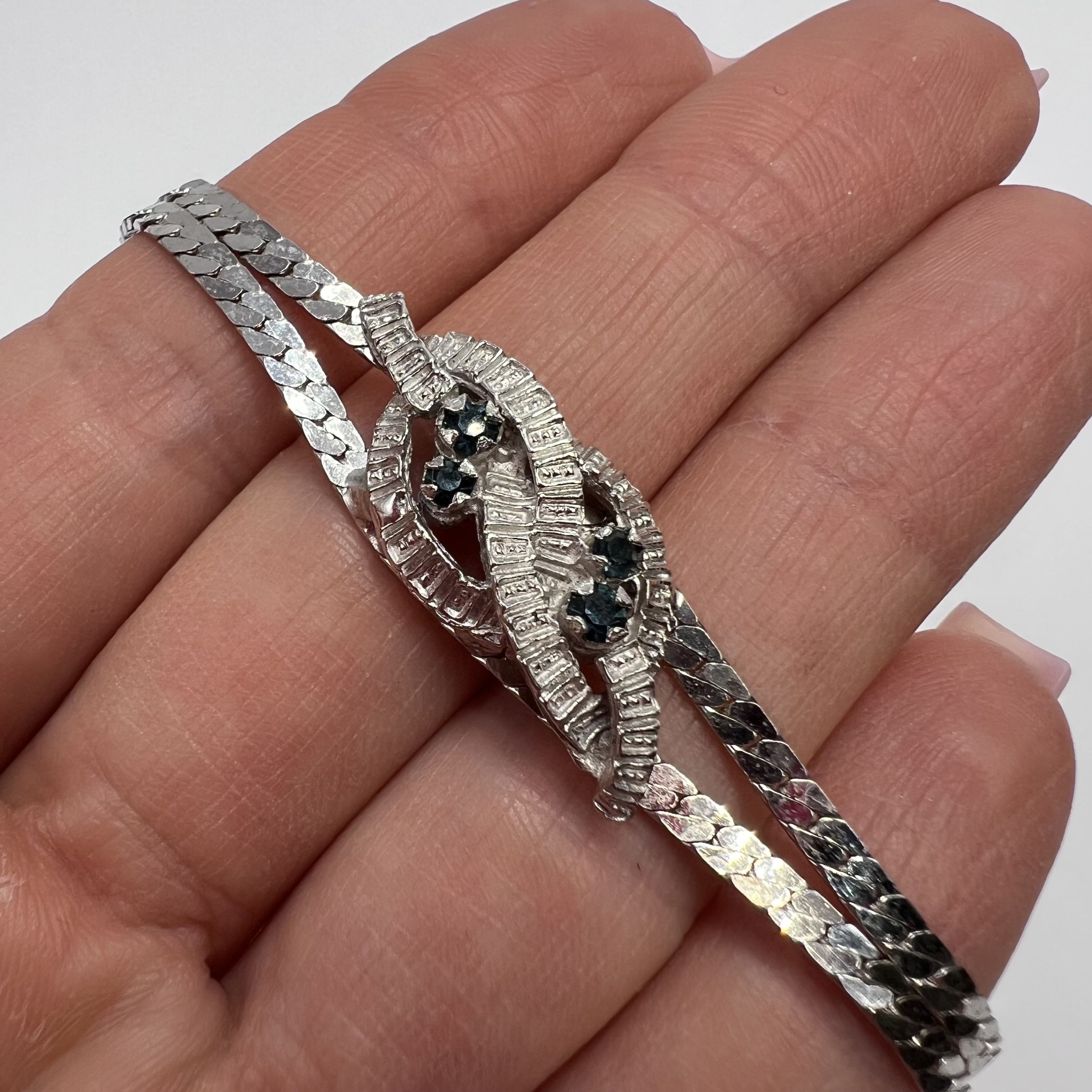 Vintage Vintage Silver 835 Bracelet with Four Natural Stones Size ONE SIZE - 7 Thumbnail