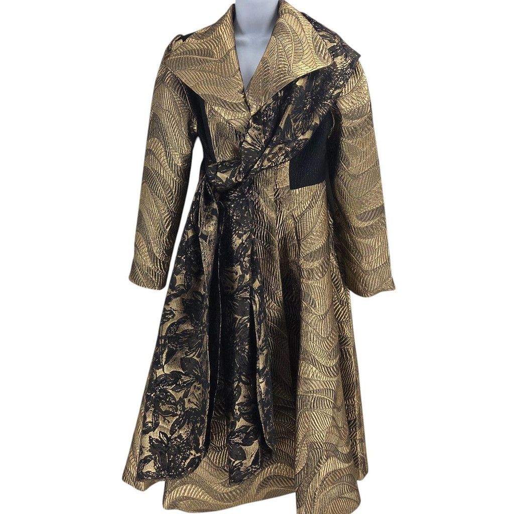 The Unbranded Brand MAKING THE CUT Women's Metallic Jaquard Coat & Scarf Size XS / US 0-2 / IT 36-38 - 1 Thumbnail