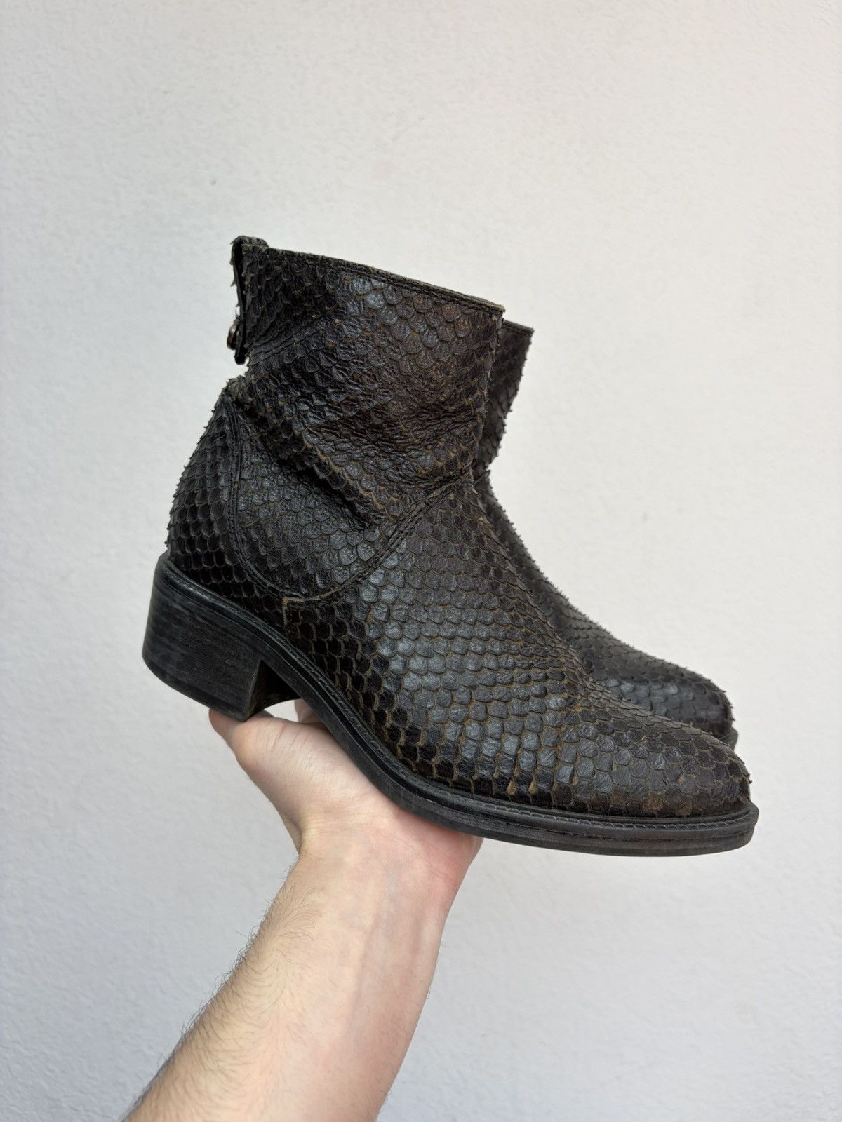 If Six Was Nine Vintage CCP Artisanal Python Skin Boots Rare Exotic Leather Size US 8 / IT 38 - 9 Thumbnail