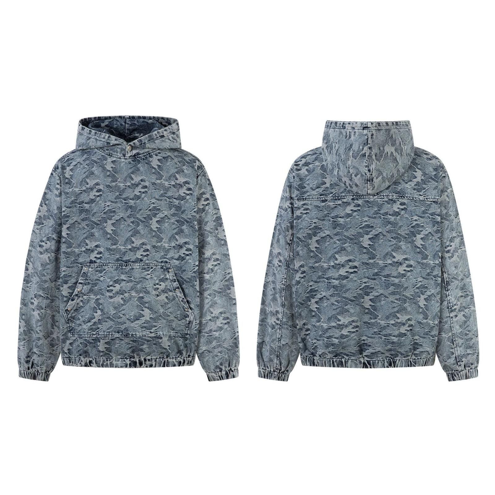 Japanese Brand Blue Camouflage Hooded Denim Hoodie, Casual Pullover Size US M / EU 48-50 / 2 - 4 Thumbnail