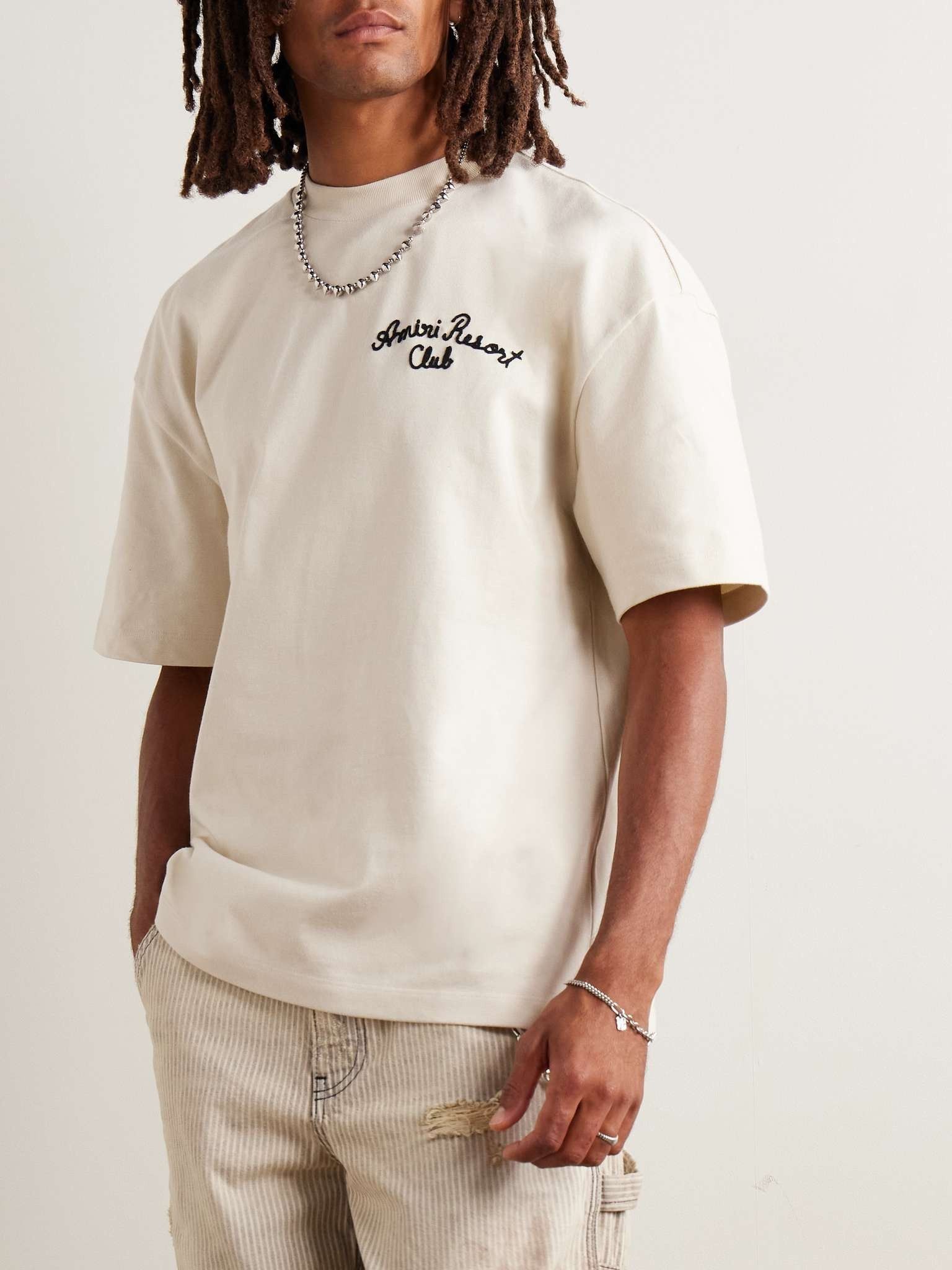 Amiri o1s1wg110625 Spirit Oversized Logo T-Shirt in Ivory Size US M / EU 48-50 / 2 - 3 Thumbnail