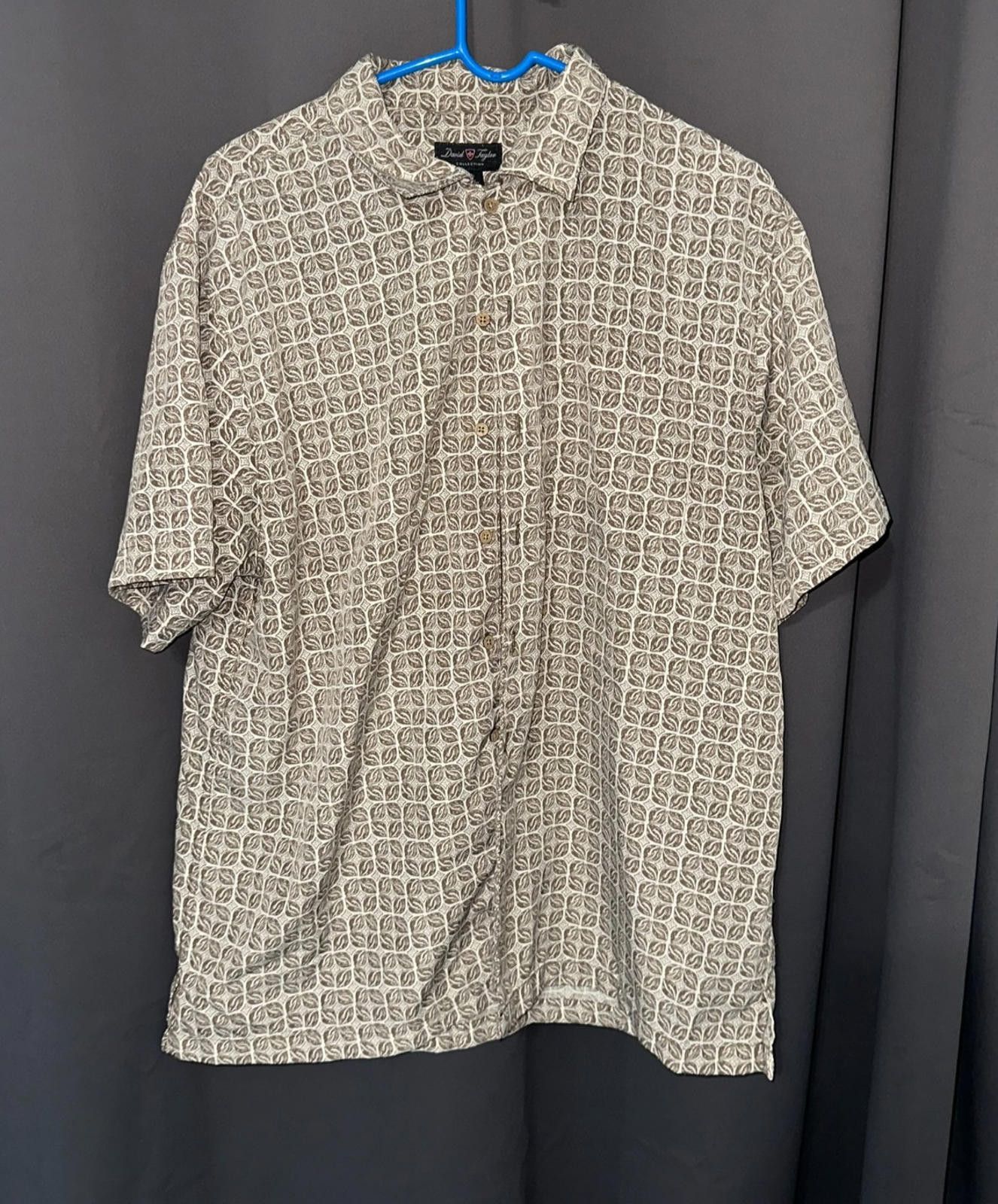 David Taylor David Taylor Leaf Print Shirt – Retro Resortwear, L Size 42R - 3 Thumbnail