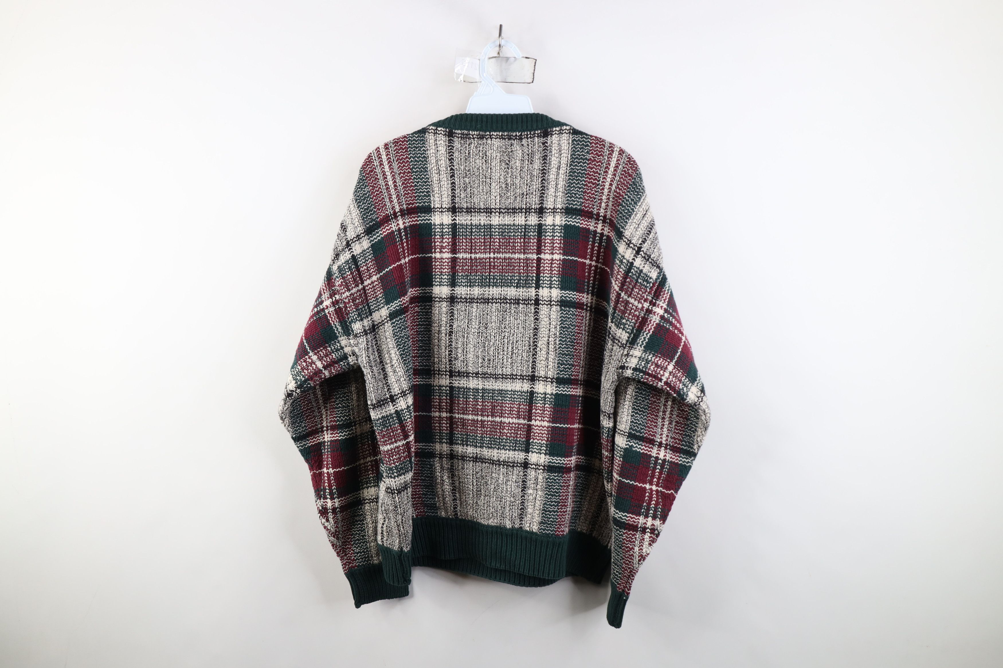 Vintage Vintage 90s Streetwear Cotton Knit Crewneck Sweater Plaid Size US M / EU 48-50 / 2 - 6 Thumbnail
