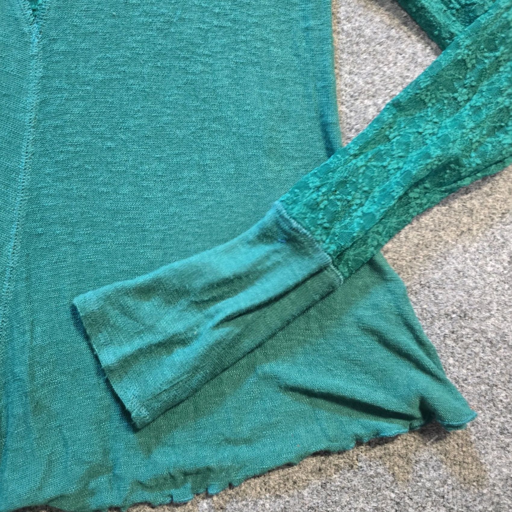 Free People Free People Top Womens Size Medium Green High Neck Lace Sleeve Holiday Casual Shirt Size M / US 6-8 / IT 42-44 - 3 Thumbnail