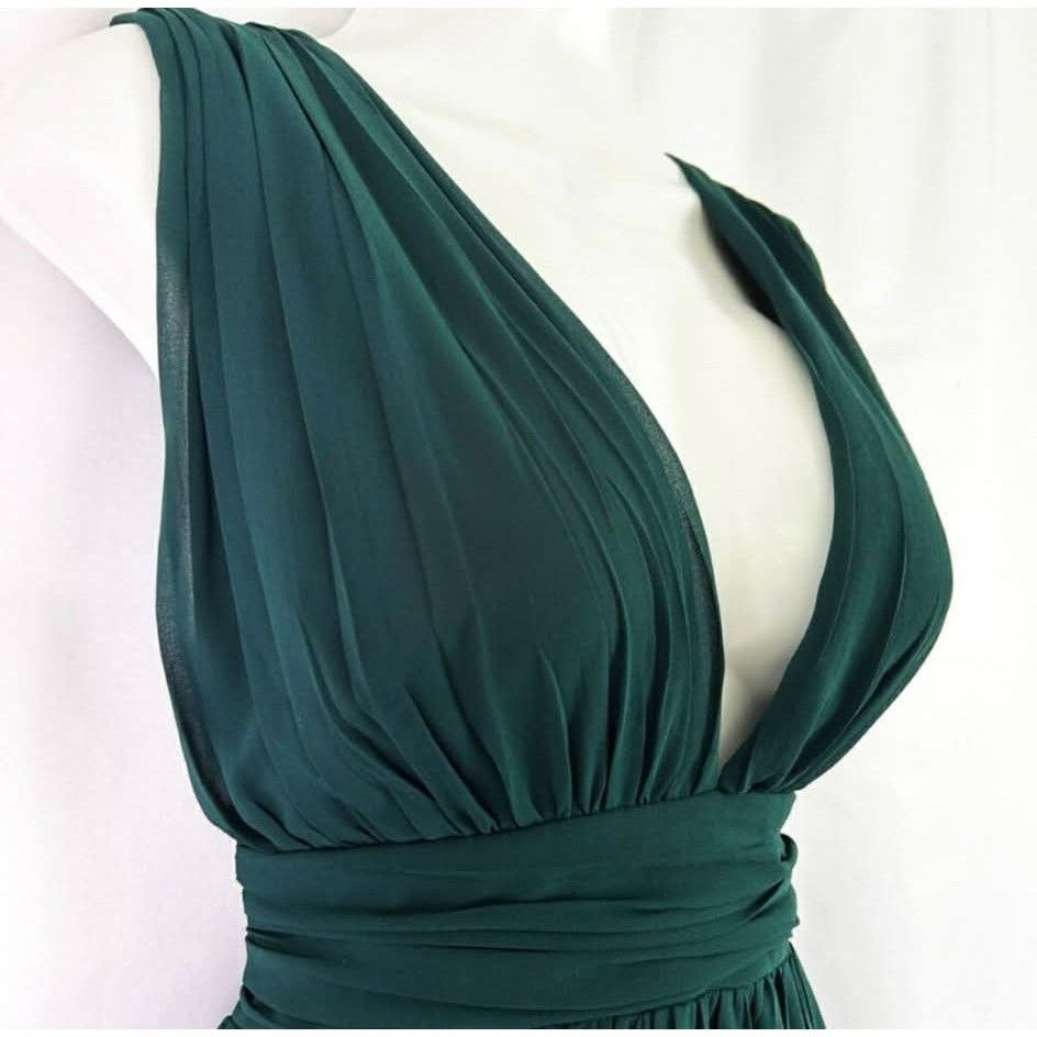 Lulus Lulus Emerald Green Maxi Dress Plunging Neckline size L Size L / US 10 / IT 46 - 12 Thumbnail