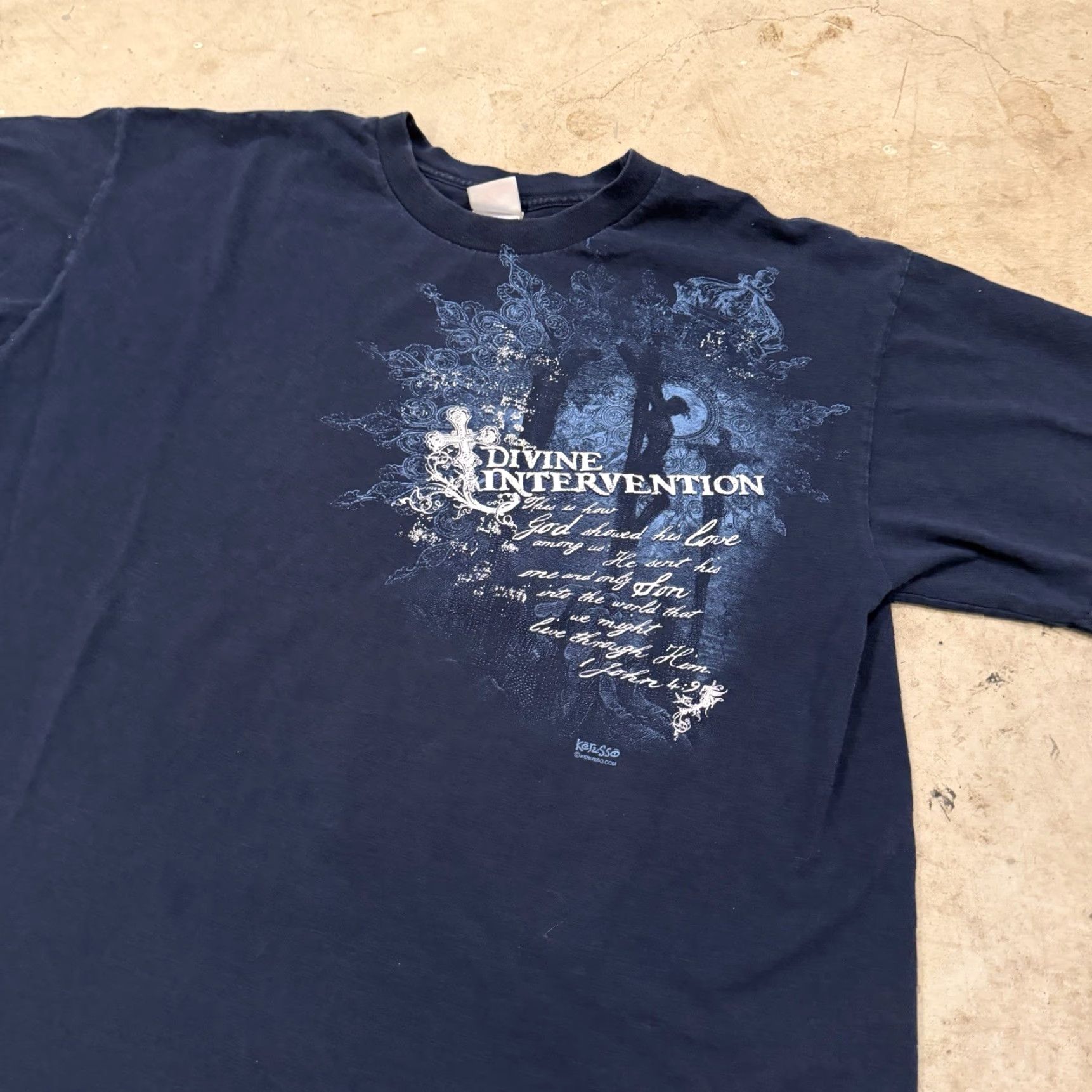 Vintage VINTAGE Divine Intervention Shirt Mens XL Blue Jesus Religion T-Shirt Community 4:9 Christian Tennessee River Casual Size US XL / EU 56 / 4 - 5 Thumbnail