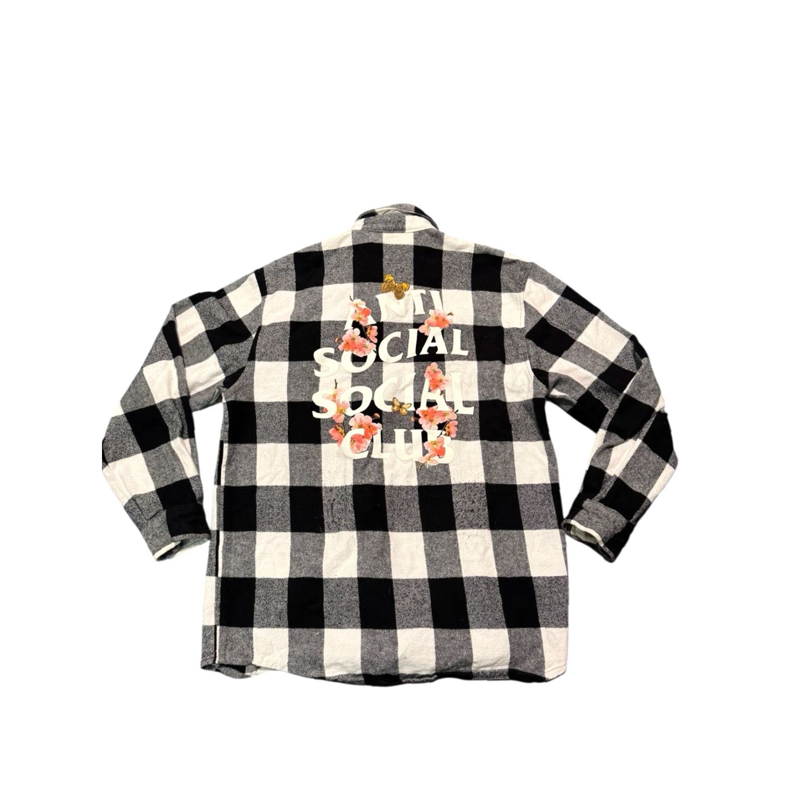 Anti Social Social Club VINTAGE Anti Social Social Club Kkoch Flannel Shirt Men's White Black Floral L Size US L / EU 52-54 / 3 - 5 Thumbnail