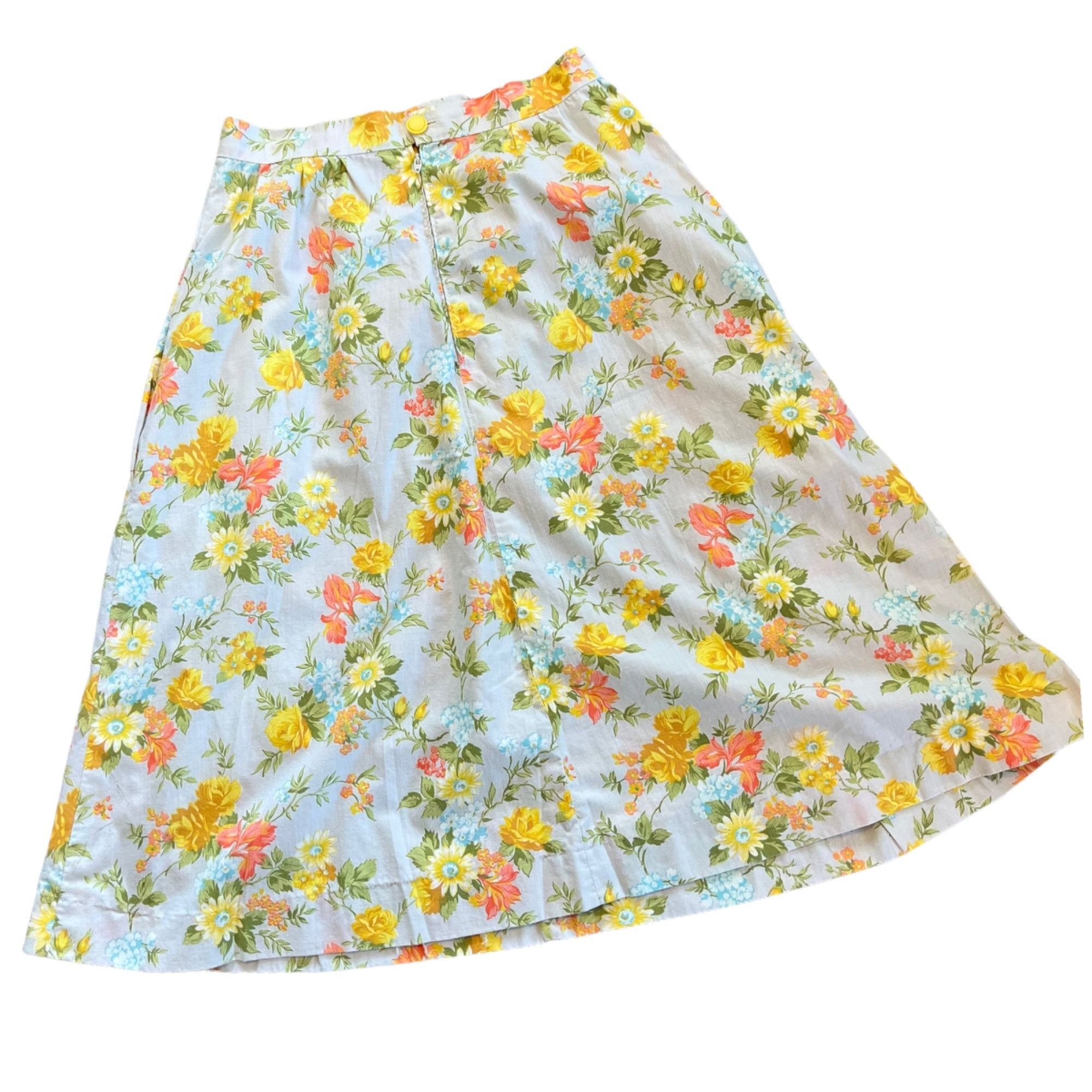Vintage Vintage Bold Novelty Floral Print Pillowcase Midi Skirt Pock Size 24" / US 00 / IT 34 - 1 Thumbnail