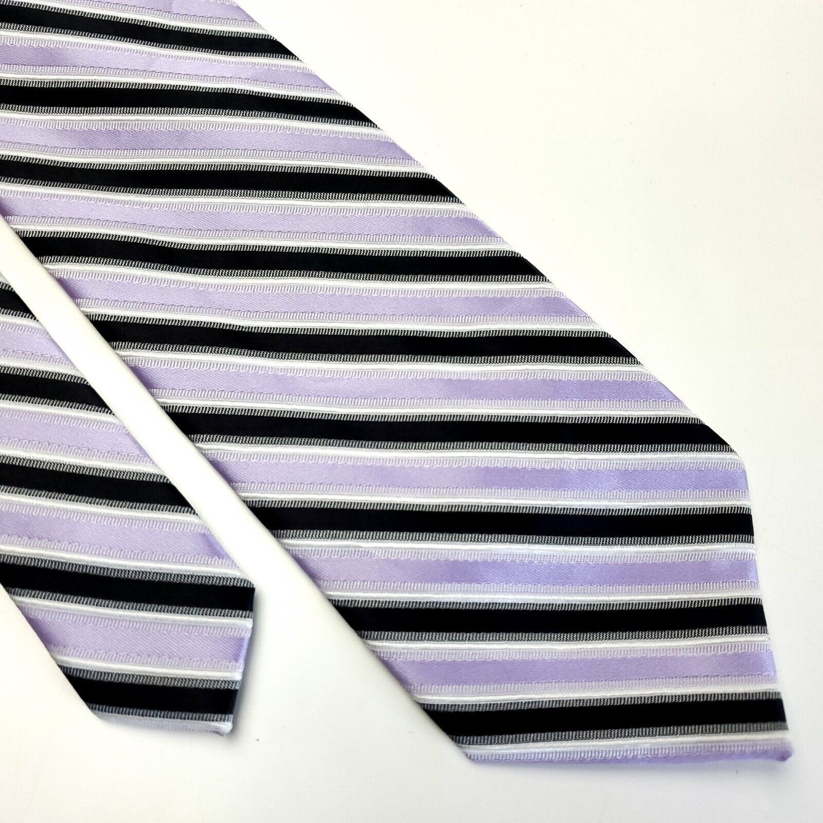 Designer Laurant Bennet Milano Purple Black Striped Woven Microfiber Size ONE SIZE - 1 Thumbnail
