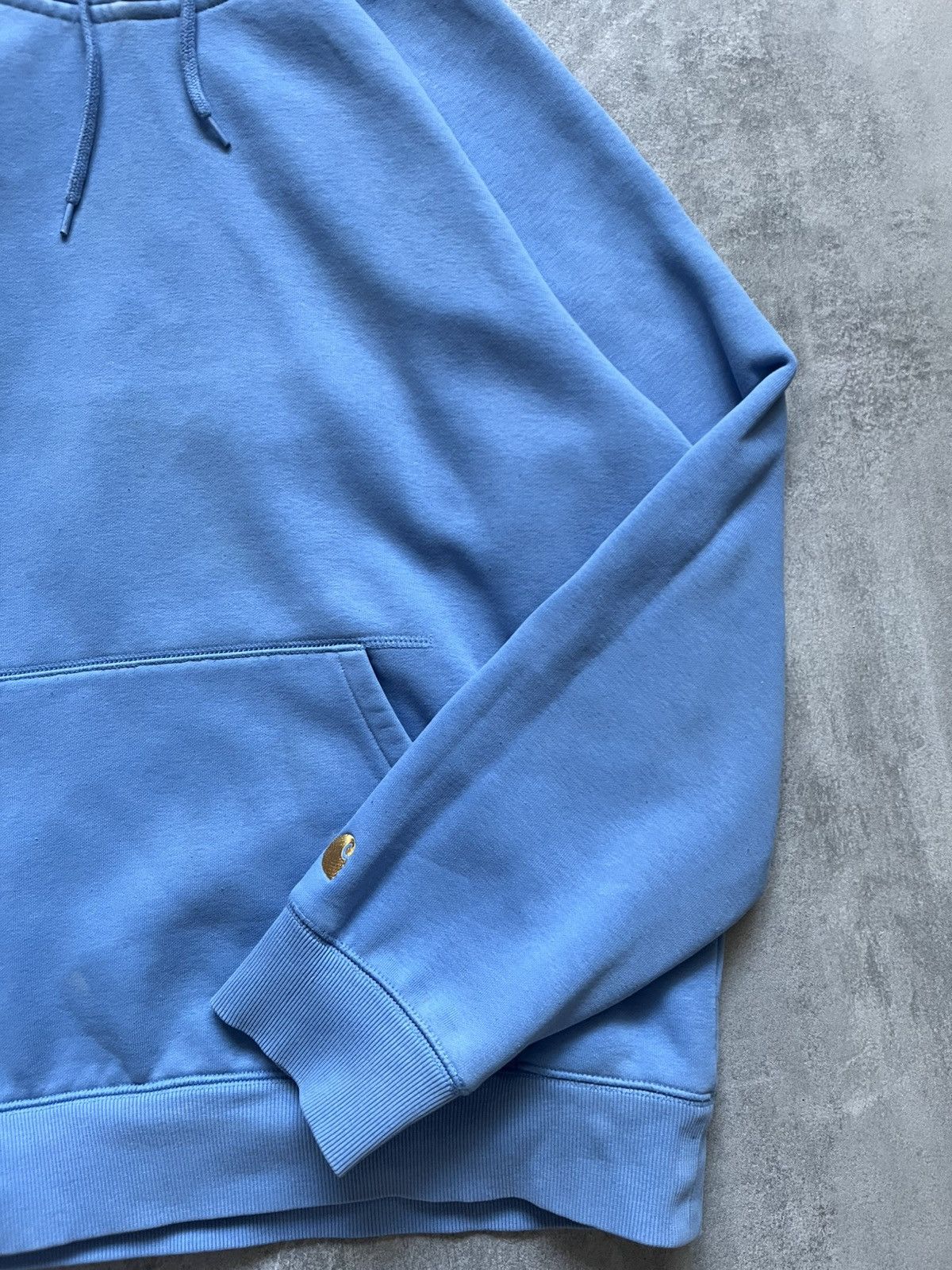 Carhartt Distressed Carhartt WIP Chase Hoodie in Baby Blue Custom M Size US M / EU 48-50 / 2 - 5 Thumbnail