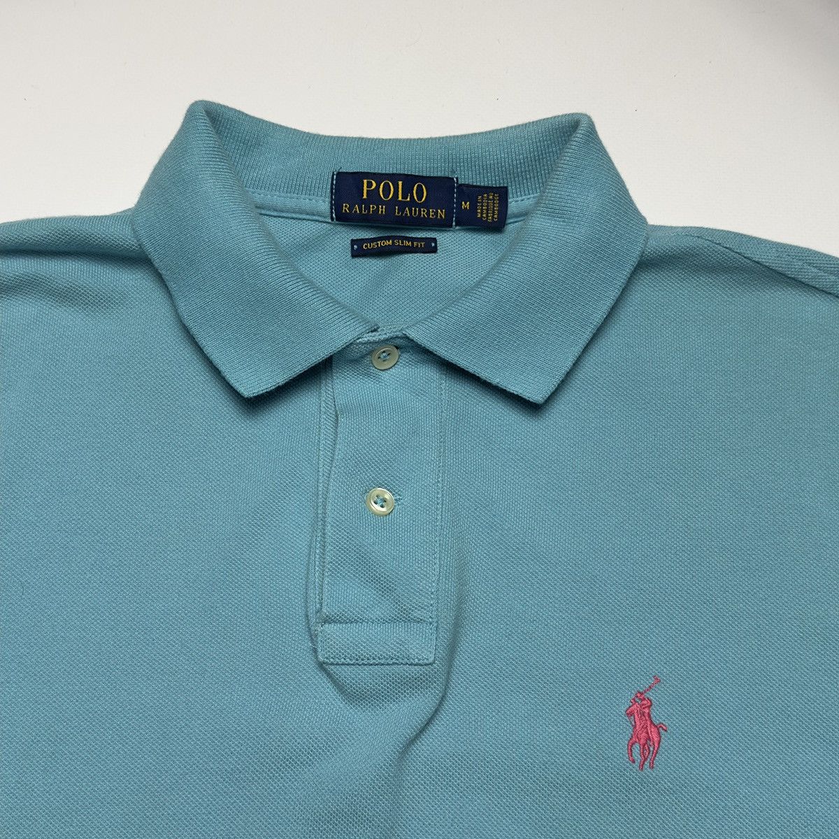 Polo Ralph Lauren Polo Ralph Lauren Custom Slim Fit Pique Polo Turquoise M Size US M / EU 48-50 / 2 - 3 Thumbnail