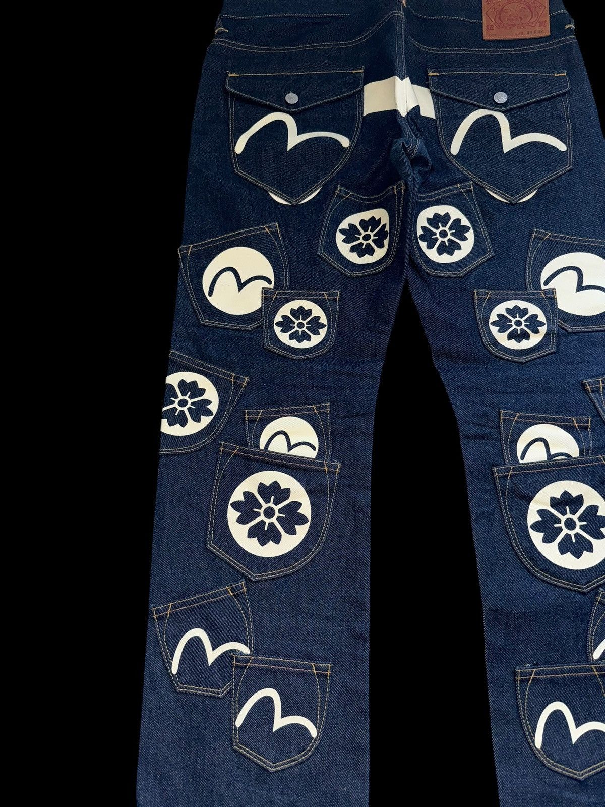 Evisu Crazy Evisu Straight Navy Selvedge Denim Jeans Multipocket Size US 34 / EU 50 - 5 Thumbnail