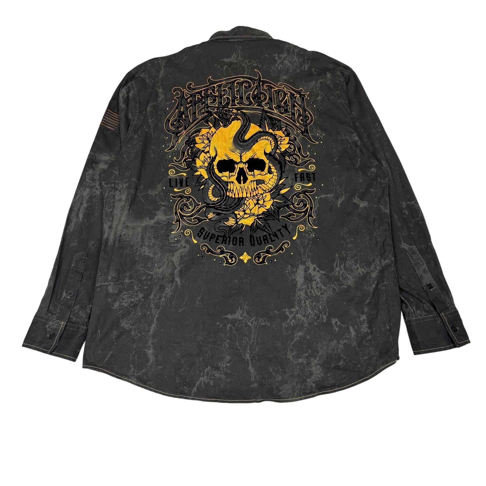 Affliction Affliction Cosmic Logic Skull Button Up Shirt Men's 2XL Y2K Size US XXL / EU 58 / 5 - 1 Thumbnail