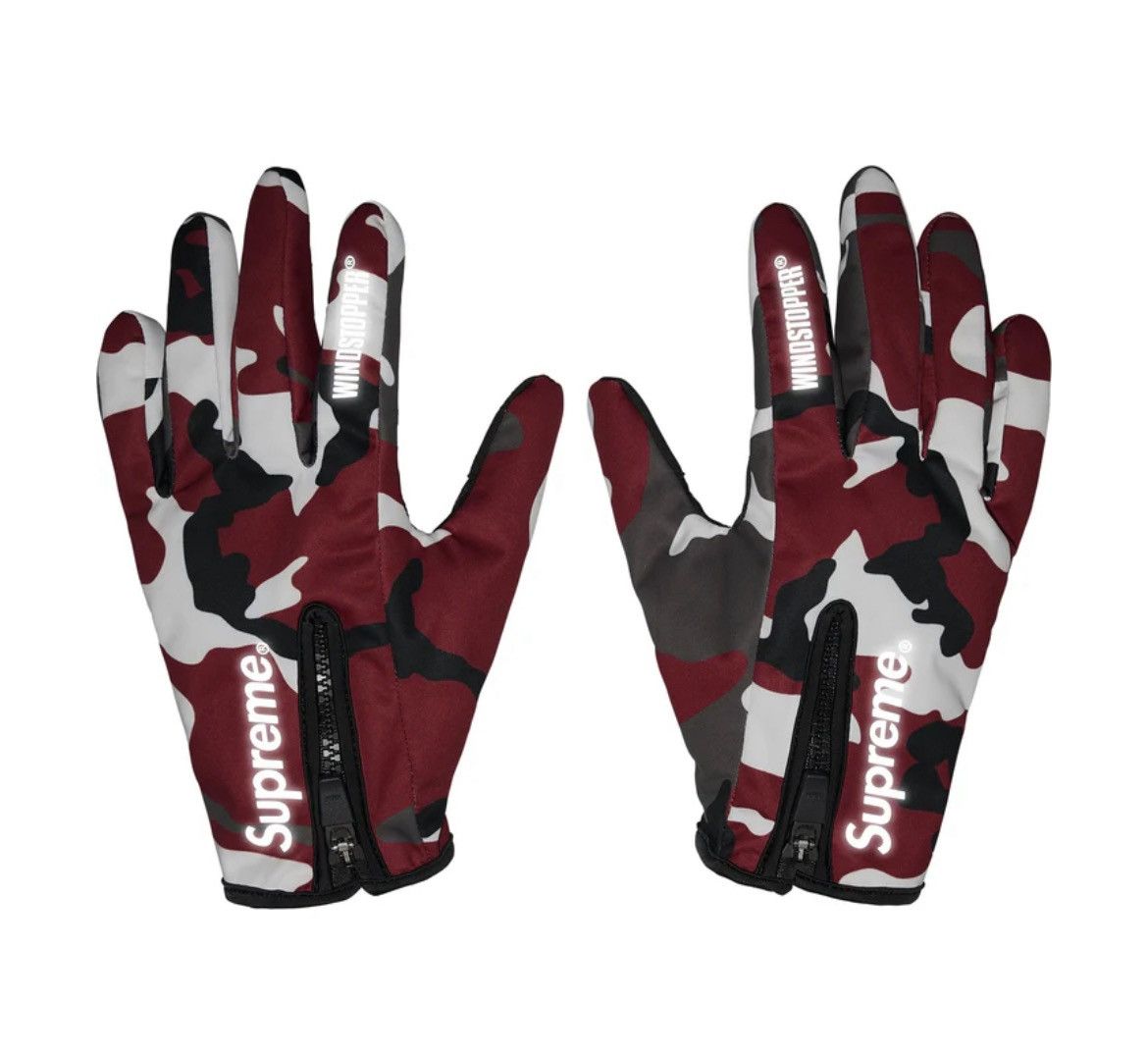 Supreme Supreme Windstopper Zip Gloves Medium Red Camo FW25 Size ONE SIZE - 2 Thumbnail
