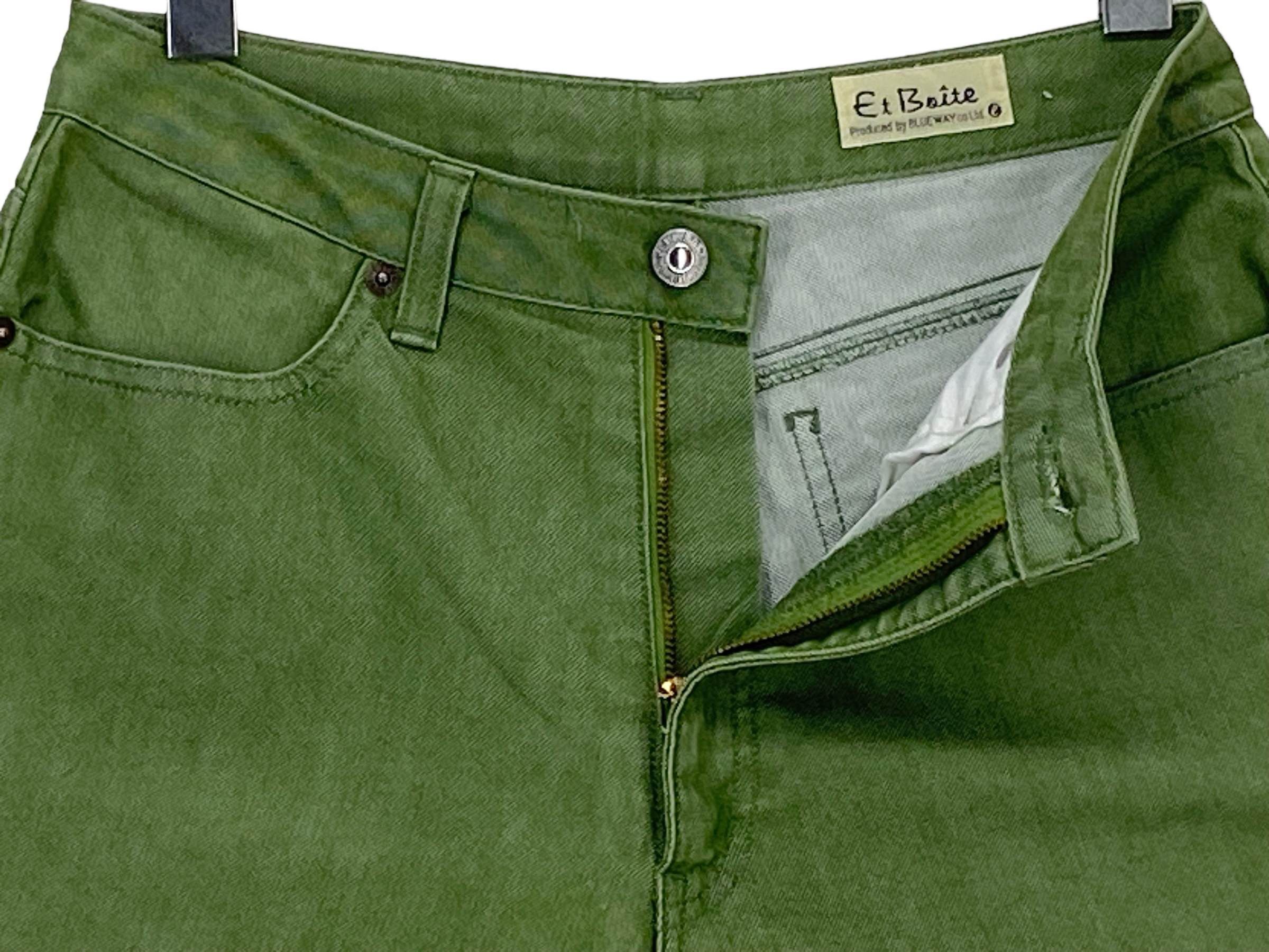 Japanese Brand Et Boîte Olive Green Straight-Leg Jeans Size 28" / US 6 / IT 42 - 4 Thumbnail