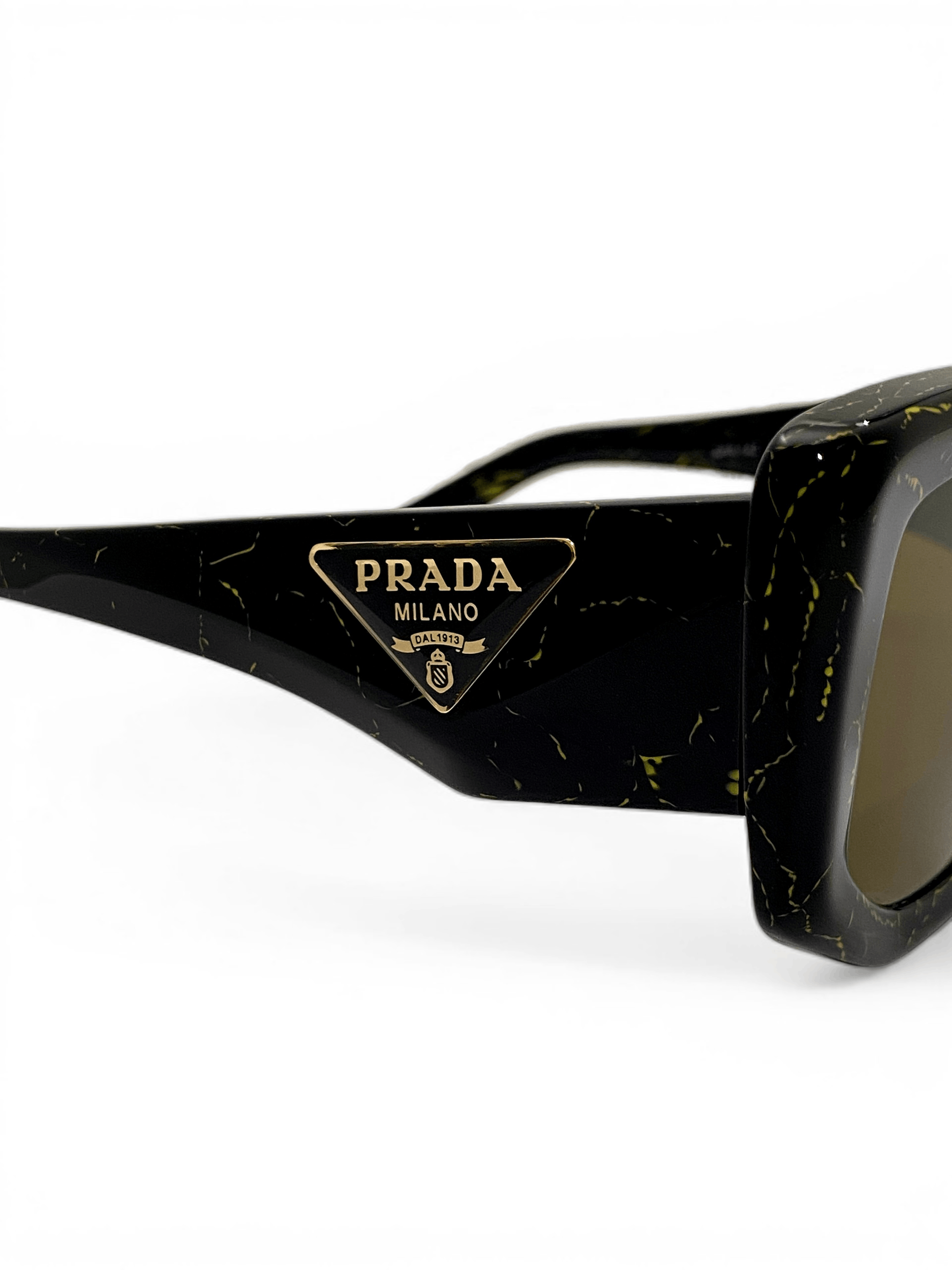 Prada Prada Triangle Logo Oversized Retro Symbol Black Sunglasses Size ONE SIZE - 9 Thumbnail