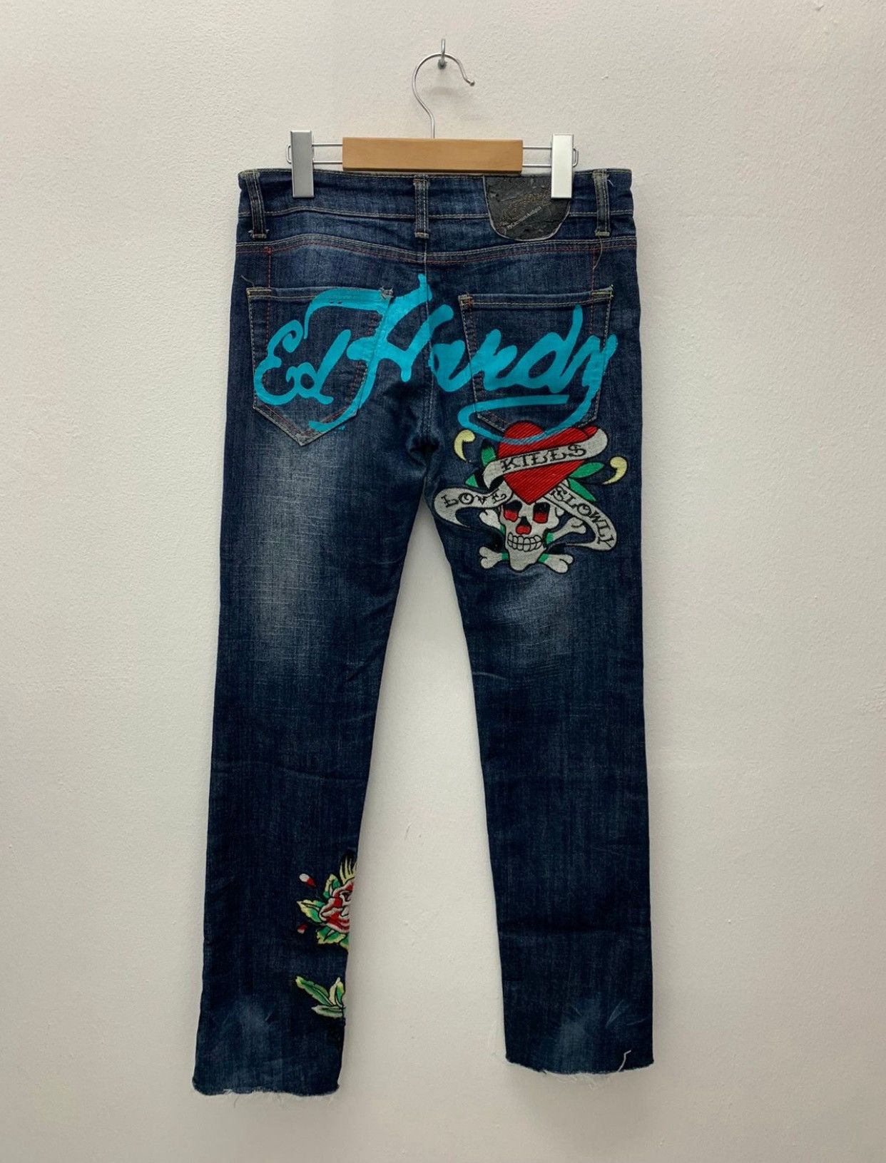 Christian Audigier × Ed Hardy Ed Hardy Jeans Embroided Skull Flora Size US 30 / EU 46 - 1 Thumbnail
