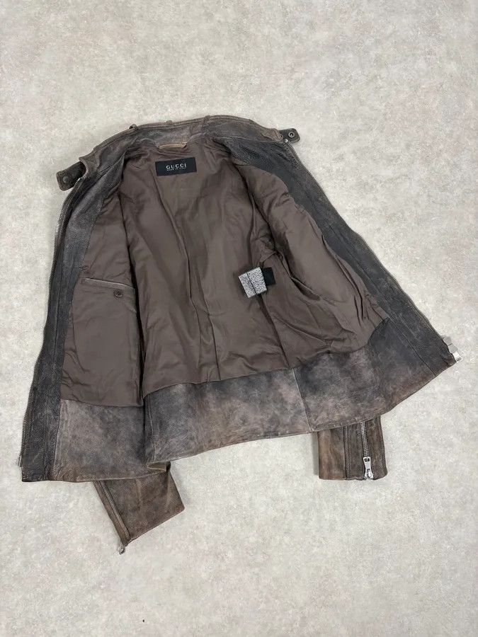 Gucci SS2011 Gucci Brown Eroded Leather Premium Jacket by Frida Giannini Size US M / EU 48-50 / 2 - 8 Thumbnail