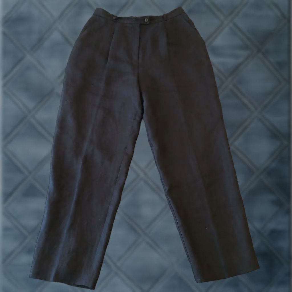 Talbots Talbots Petites Dress Pants Womens 12P Black Linen Pleated Lined Iron Free Flat Front 28in Inseam Straight Leg Pockets Dress Pants Womens Girls Mens? Size 34" / US 12 / IT 48 - 1 Thumbnail