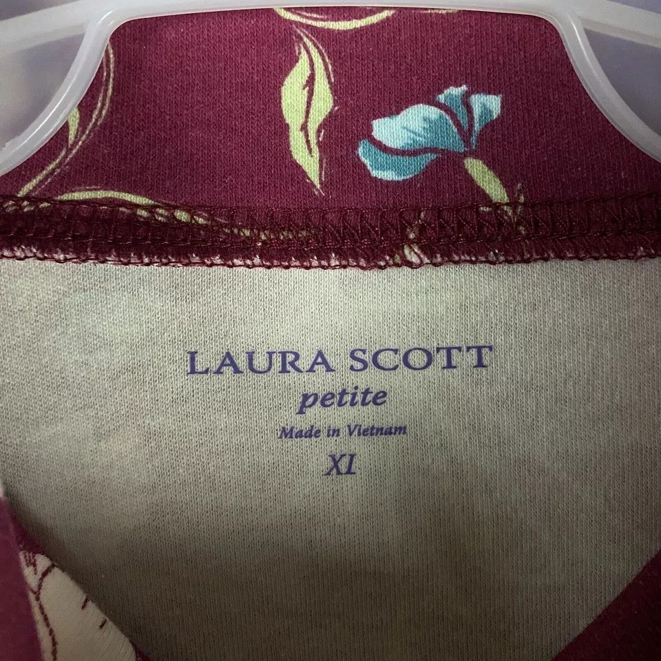 Other Laura Scott Long Sleeve Top XL Petite Women's Floral Cotton Size XL / US 12-14 / IT 48-50 - 2 Thumbnail