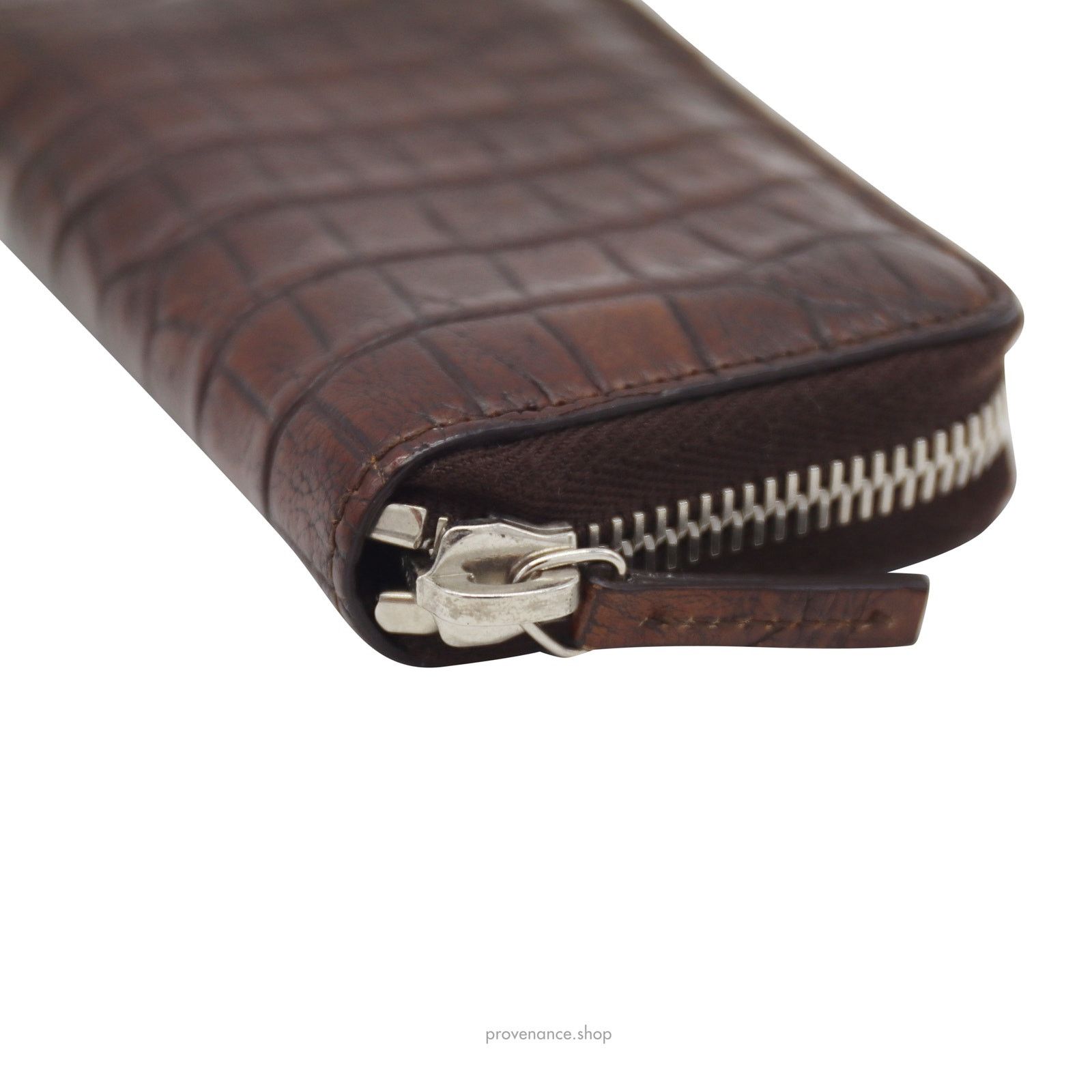 Gucci 🔴 Gucci Compact Zip Wallet - Chocolate Crocodile Leather Size ONE SIZE - 6 Thumbnail
