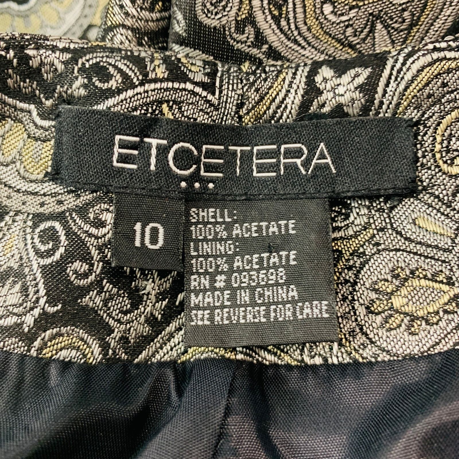 Other Size 10 Black Grey Acetate Paisley Straight Dress Pants Size 32" / US 10 / IT 46 - 5 Thumbnail