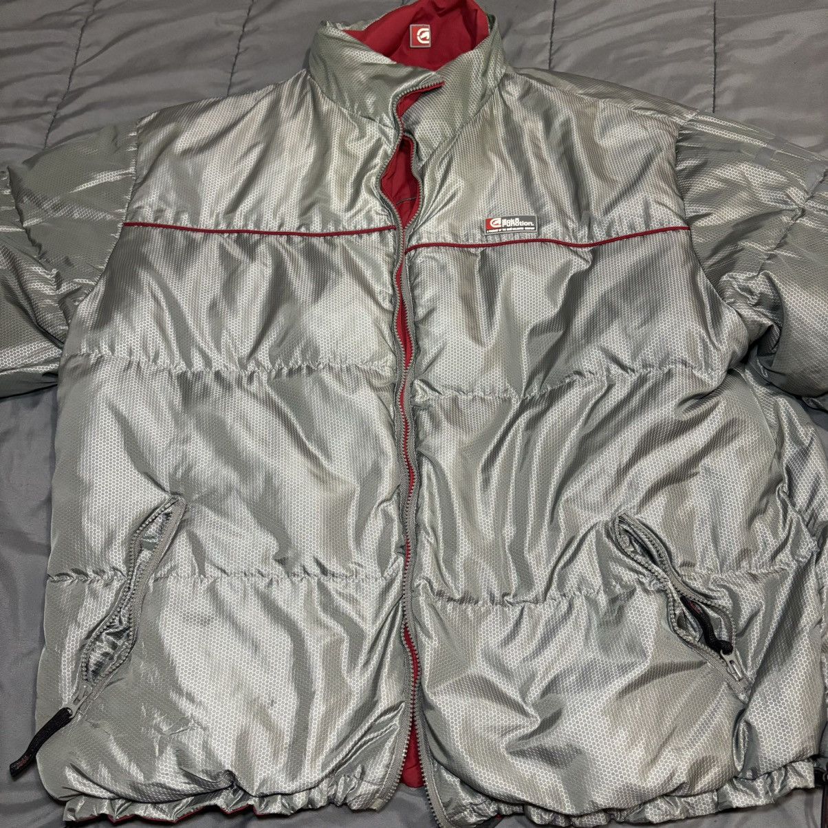 image of Vintage Ecko Unltd. Function Puffer Red & Gray Reversible in Grey, Men's (Size XL)