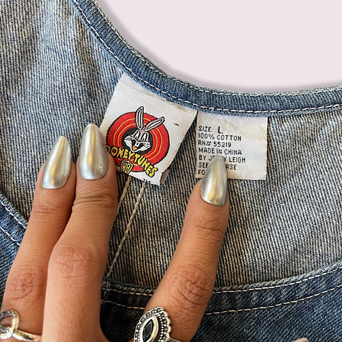 Vintage × Warner Bros Vintage Looney Tunes Denim Overall Dress Size L / US 10 / IT 46 - 2 Thumbnail